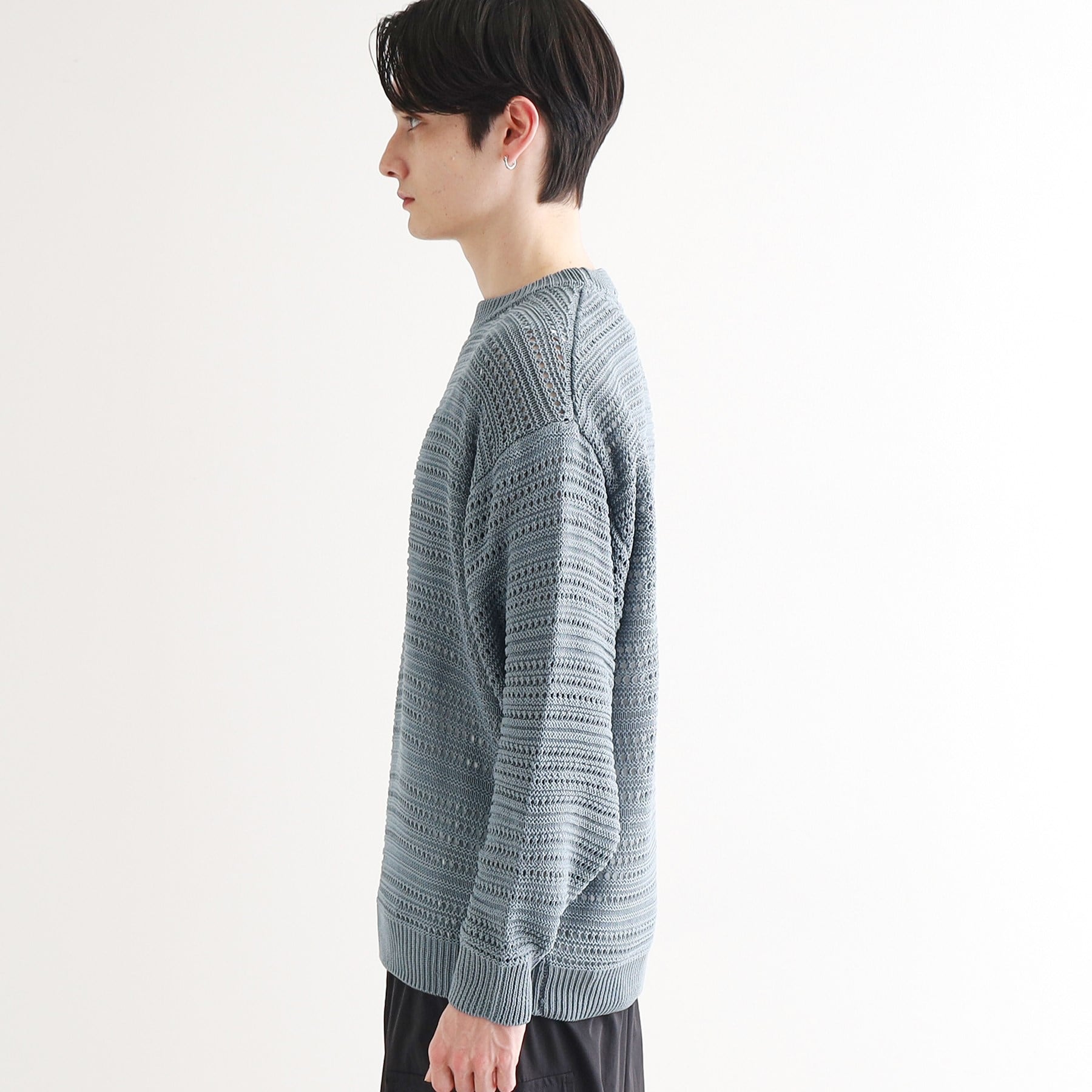 ティーケー タケオ キクチ tk.TAKEO KIKUCHI 透かしクルーニット （チャコールグレー(014)） チャコールグレー(014)