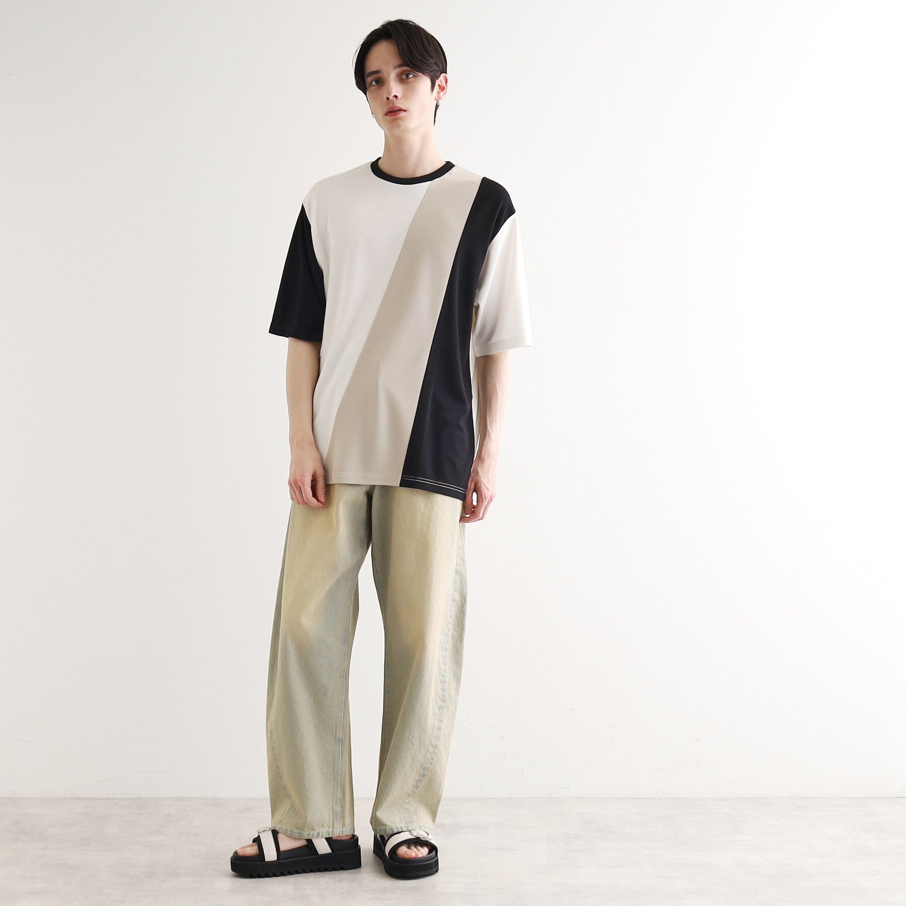 ティーケー タケオ キクチ tk.TAKEO KIKUCHI 【UV／接触冷感】ナナメ切替アソートTシャツ （ブラック(519)） ブラック(519)