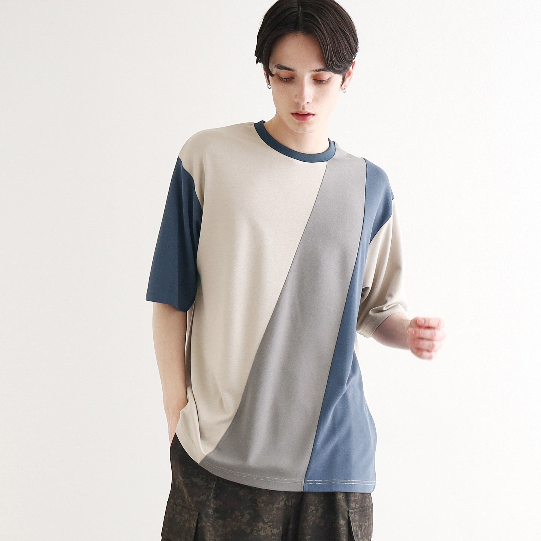 ティーケー タケオ キクチ tk.TAKEO KIKUCHI 【UV／接触冷感】ナナメ切替アソートTシャツ （グレー(412)） グレー(412)