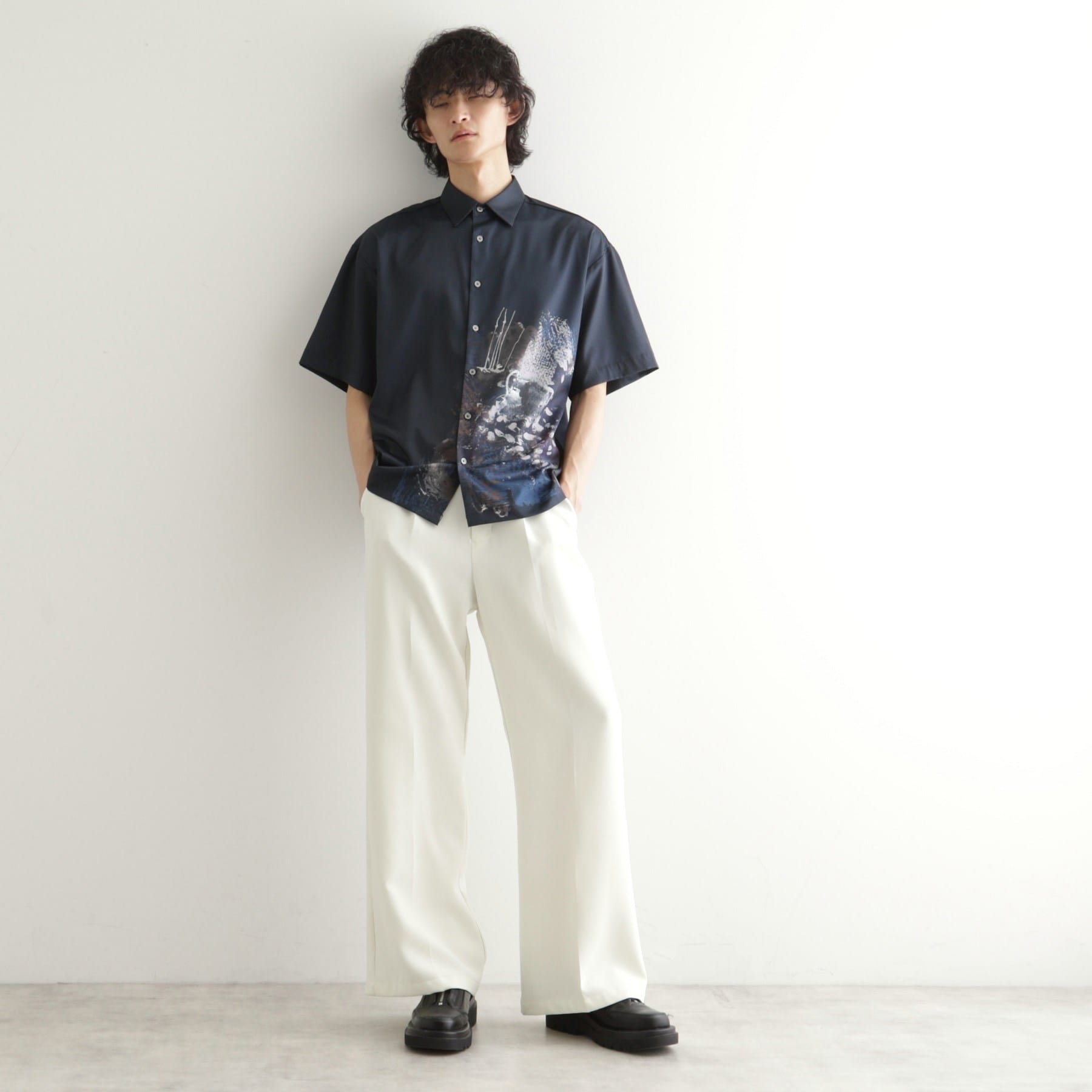 ティーケー タケオ キクチ tk.TAKEO KIKUCHI ペイント半袖シャツ （ネイビー(494)） ネイビー(494)
