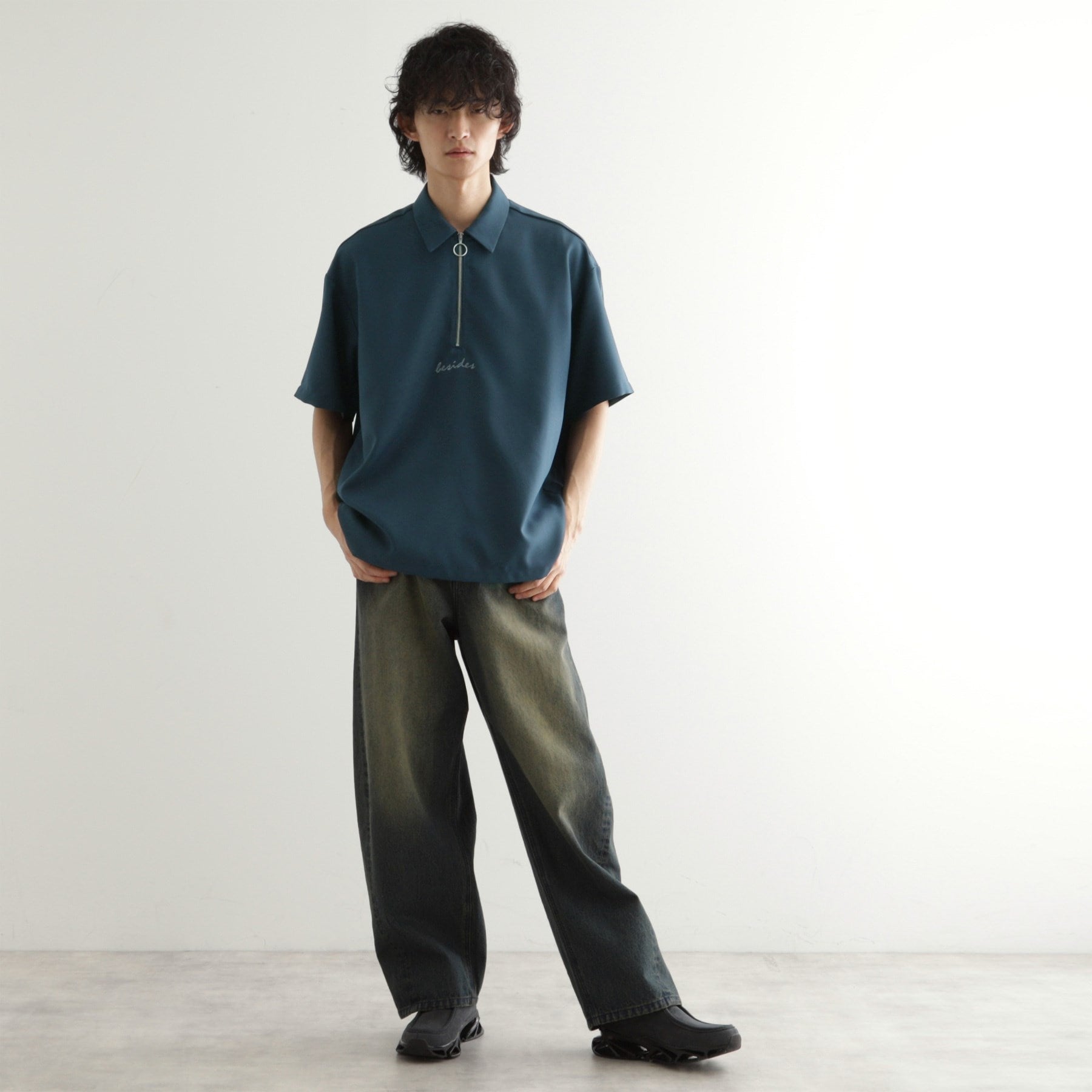 ティーケー タケオ キクチ tk.TAKEO KIKUCHI エンブロハーフジップシャツ （ブルー(093)） ブルー(093)