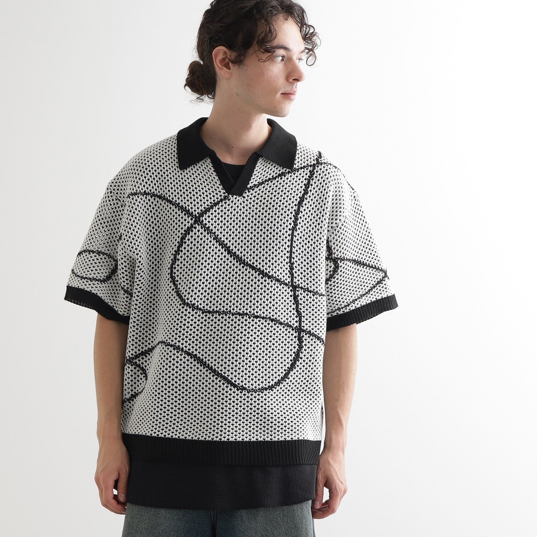 ティーケー タケオ キクチ tk.TAKEO KIKUCHI ラインアートニットポロ （ホワイト(001)） ホワイト(001)