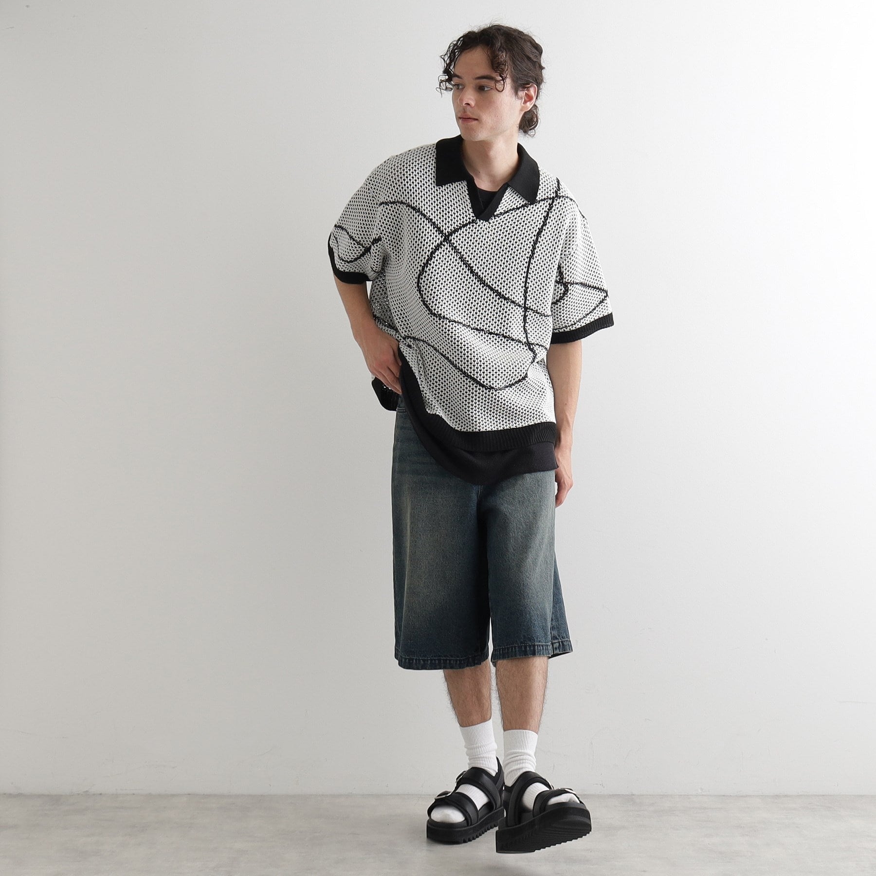 ティーケー タケオ キクチ tk.TAKEO KIKUCHI ラインアートニットポロ （ホワイト(001)） ホワイト(001)