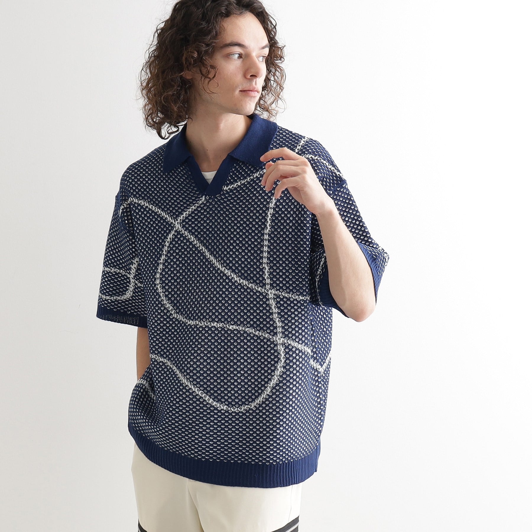 ティーケー タケオ キクチ tk.TAKEO KIKUCHI ラインアートニットポロ （ホワイト(001)） ホワイト(001)