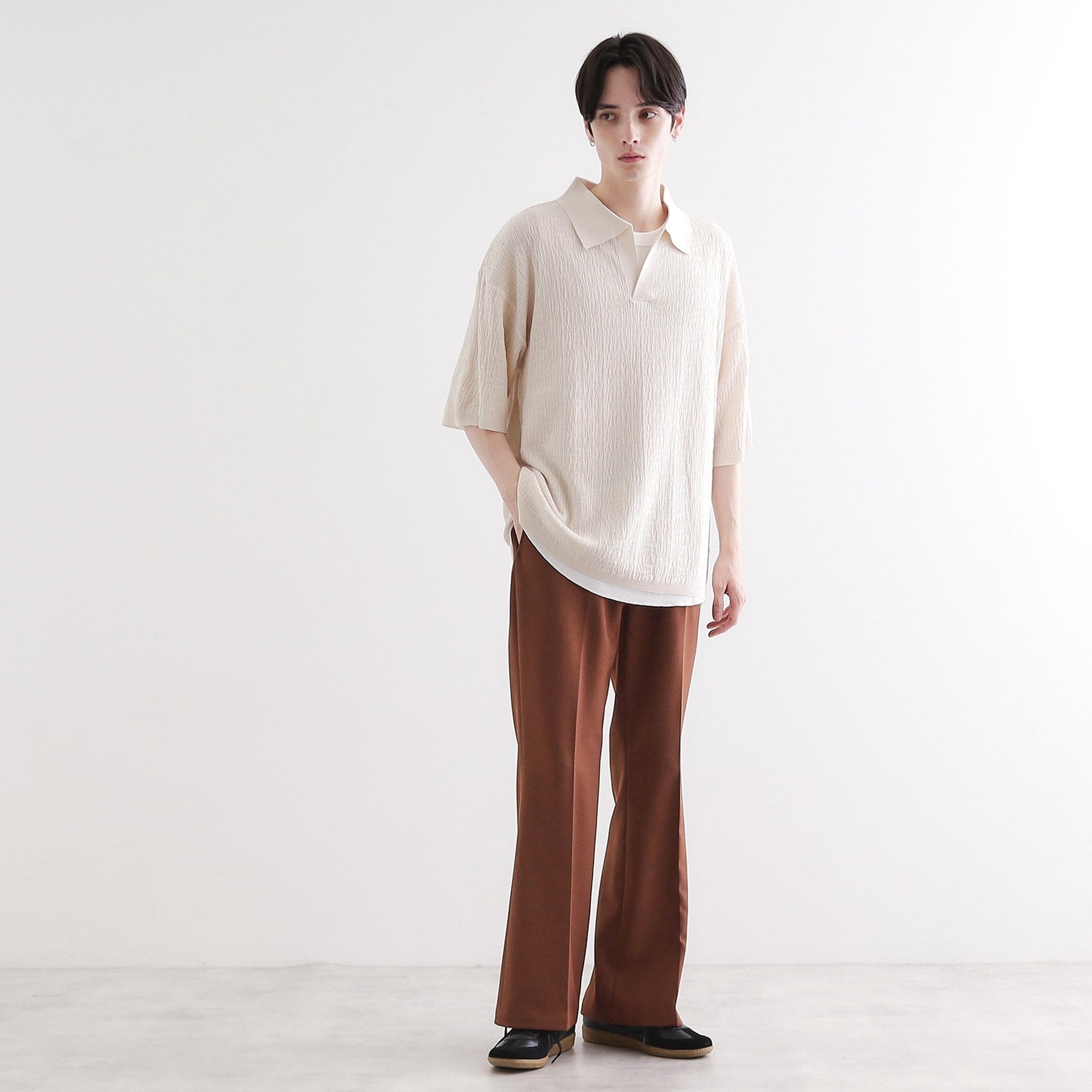 ティーケー タケオ キクチ tk.TAKEO KIKUCHI スキッパーニットポロシャツ （ブラック(019)） ブラック(019)
