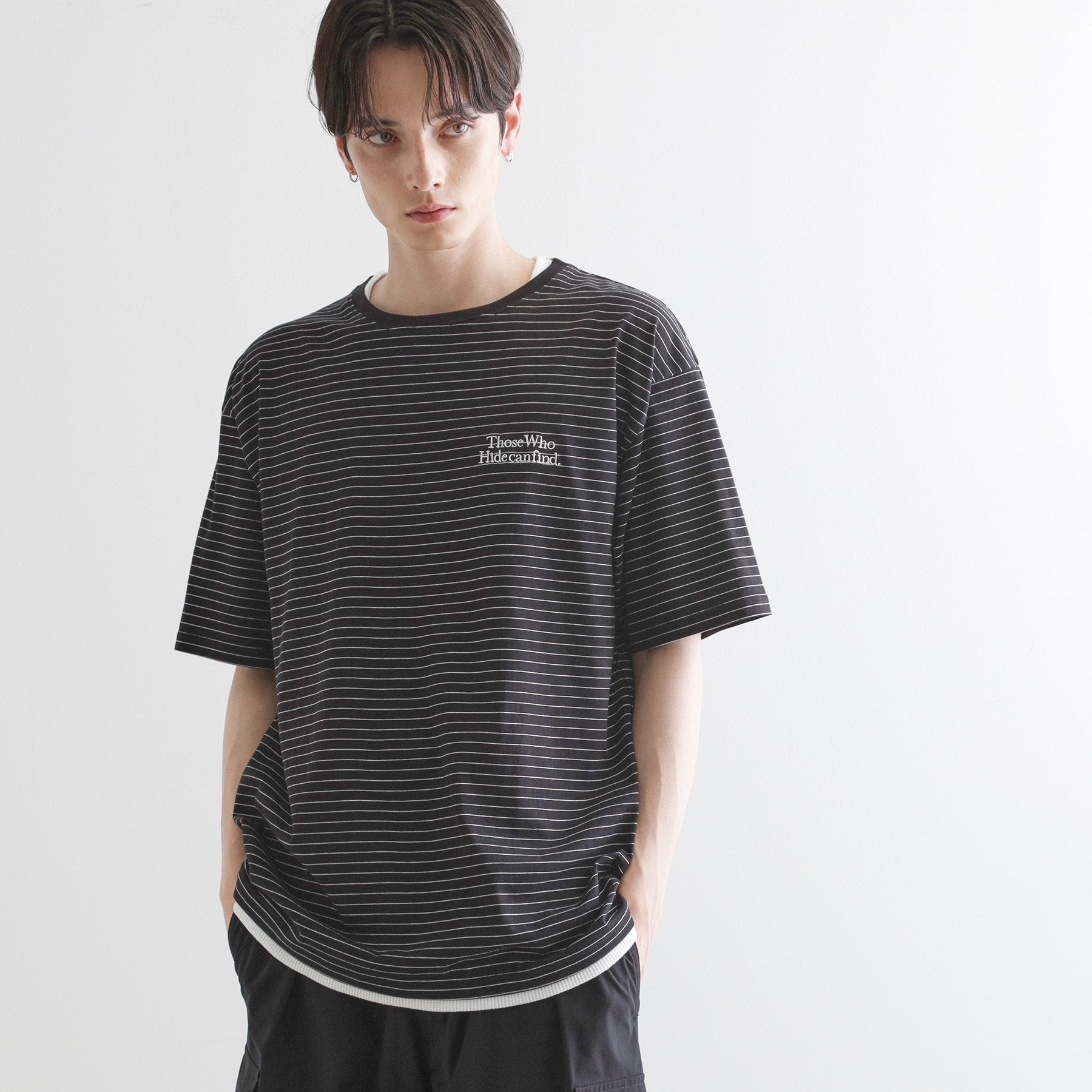 ティーケー タケオ キクチ tk.TAKEO KIKUCHI マイクロボーダーフェイクTシャツ （ブラック(319)） ブラック(319)