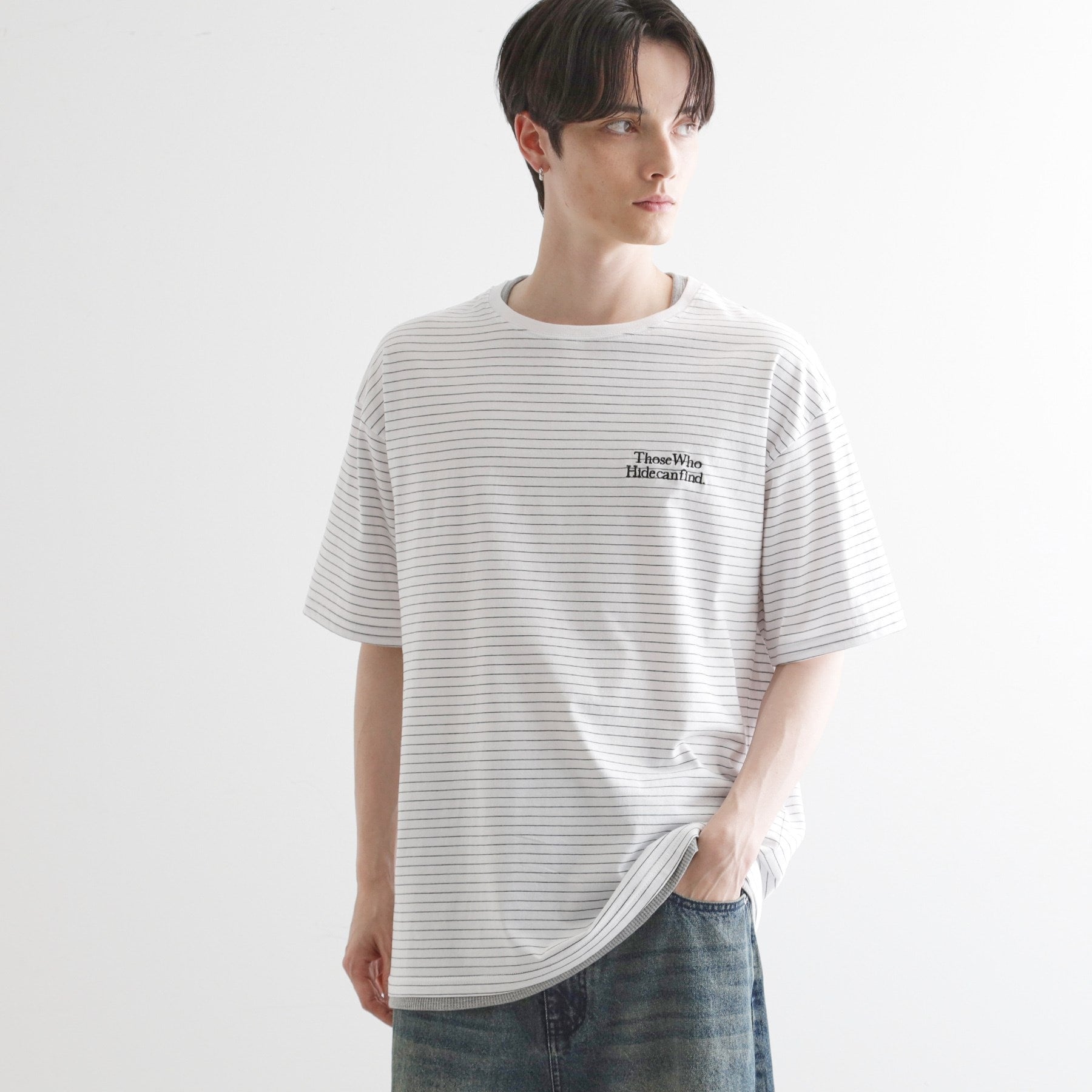 ティーケー タケオ キクチ tk.TAKEO KIKUCHI マイクロボーダーフェイクTシャツ （ホワイト(301)） ホワイト(301)