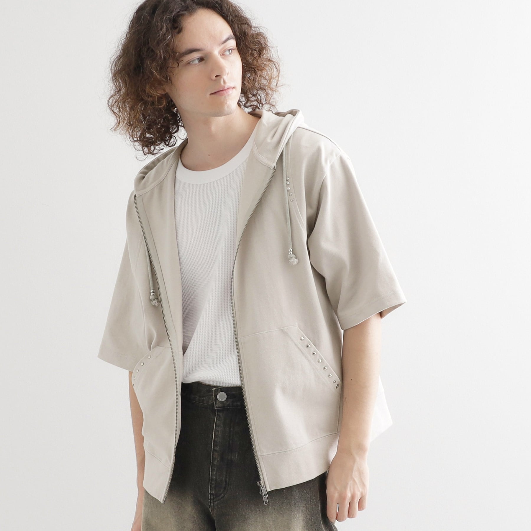 ティーケー タケオ キクチ tk.TAKEO KIKUCHI スタッズ ダブルZIPパーカー （ライトグレー(011)） ライトグレー(011)