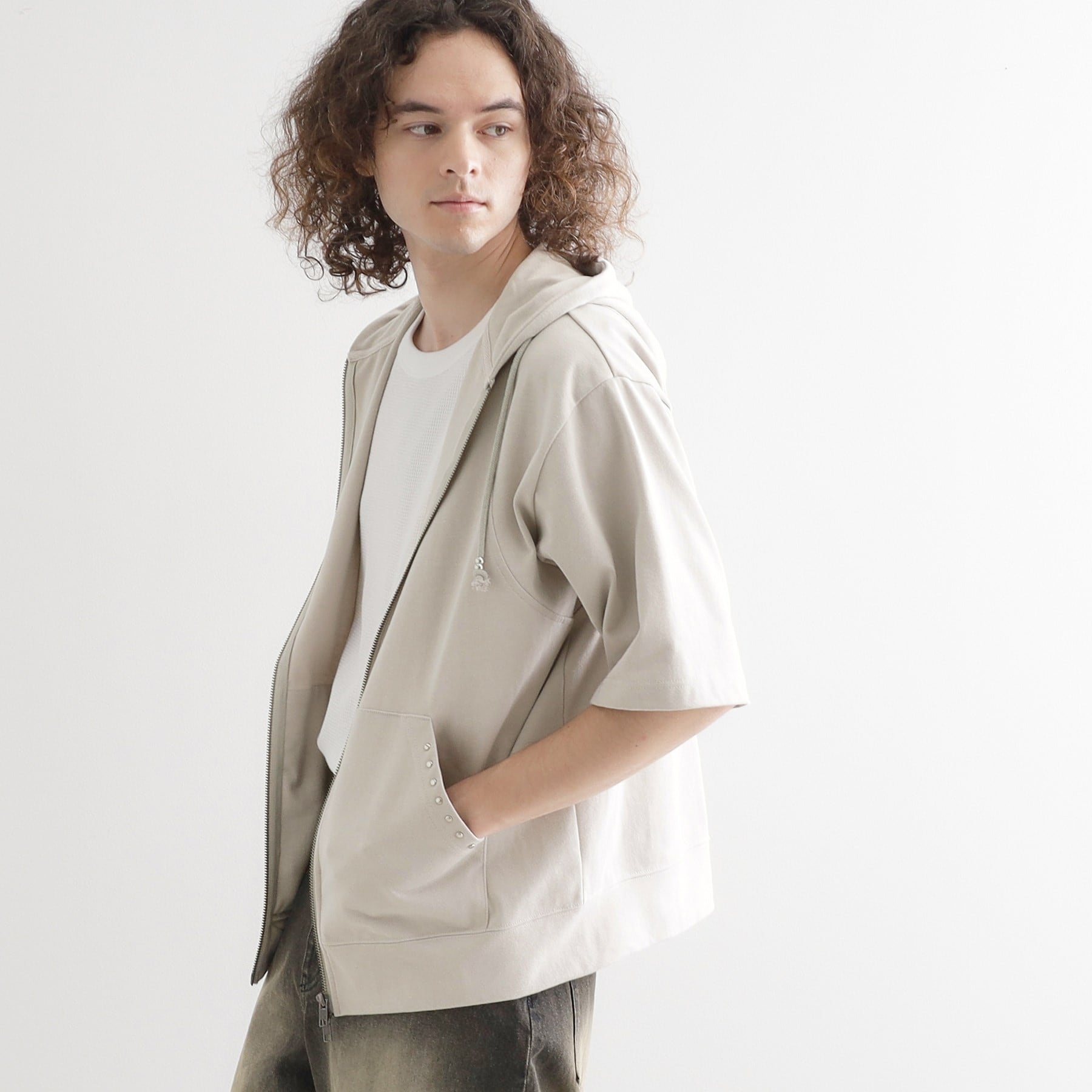 ティーケー タケオ キクチ tk.TAKEO KIKUCHI スタッズ ダブルZIPパーカー （ライトグレー(011)） ライトグレー(011)