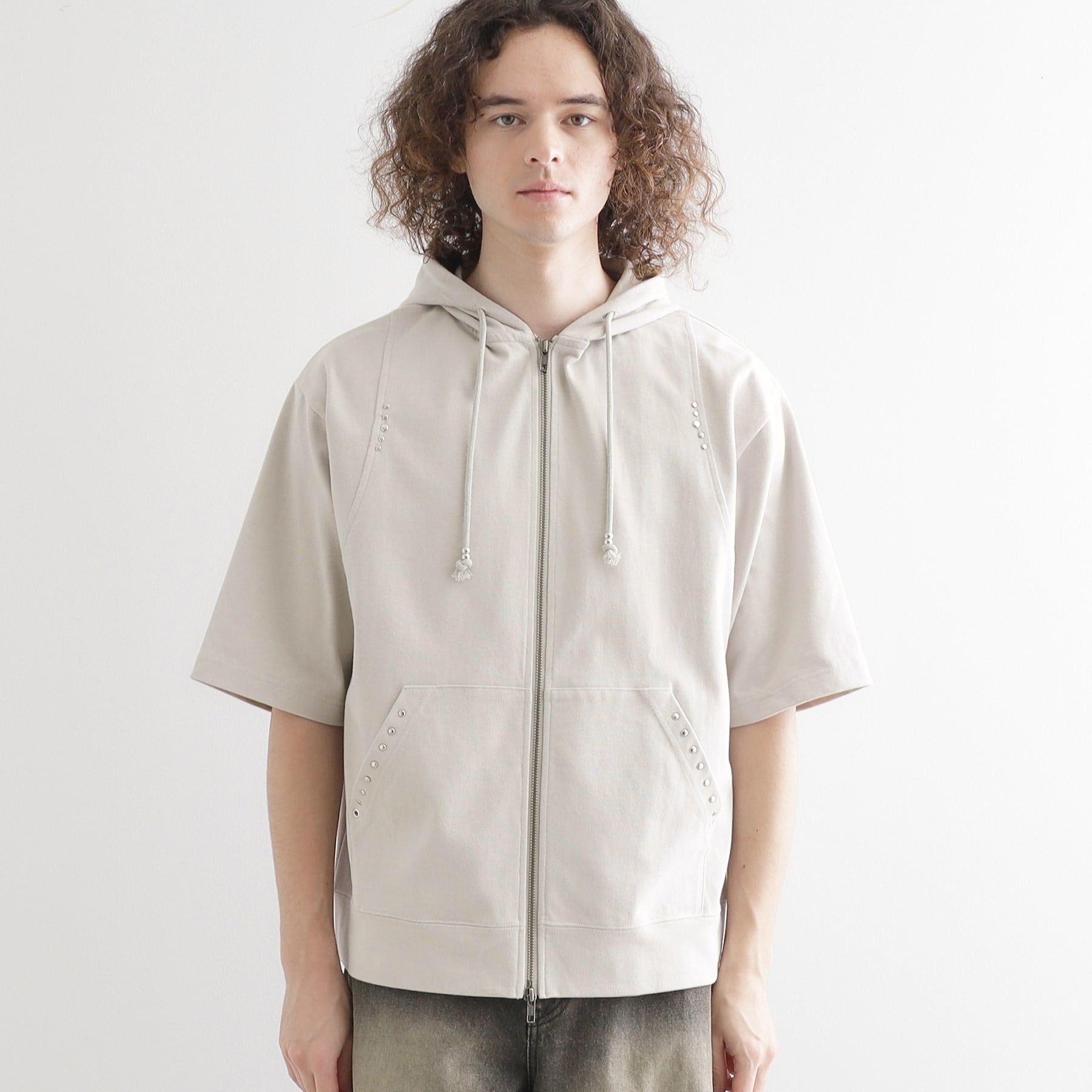 ティーケー タケオ キクチ tk.TAKEO KIKUCHI スタッズ ダブルZIPパーカー （ライトグレー(011)） ライトグレー(011)