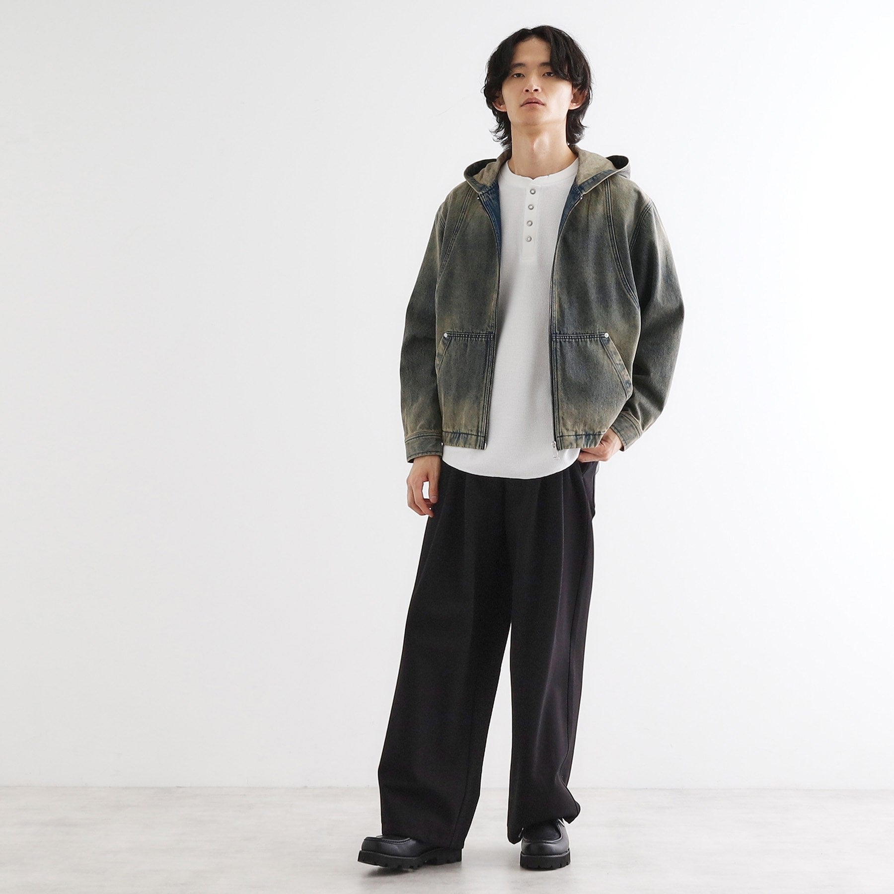 ティーケー タケオ キクチ tk.TAKEO KIKUCHI ヴィンテージライクデニムジップパーカー （ブルー(092)） ブルー(092)