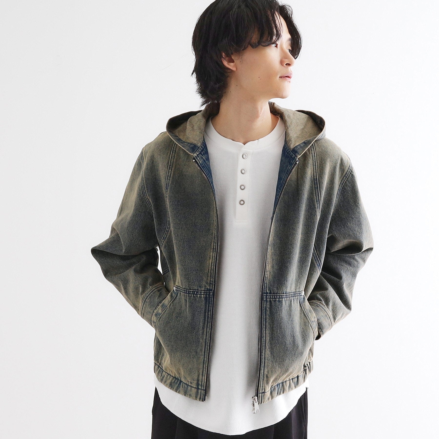 ティーケー タケオ キクチ tk.TAKEO KIKUCHI ヴィンテージライクデニムジップパーカー （ブルー(092)） ブルー(092)