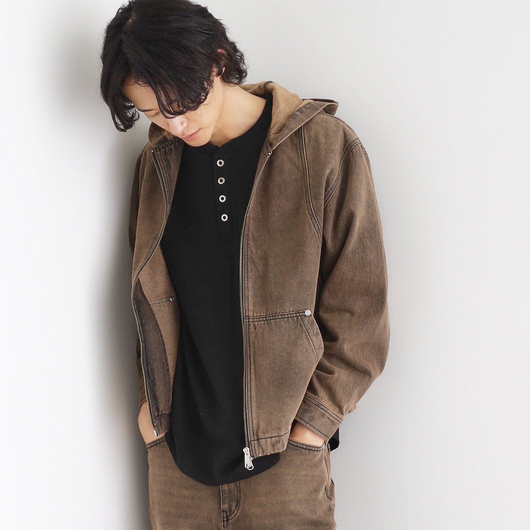 ティーケー タケオ キクチ tk.TAKEO KIKUCHI ヴィンテージライクデニムジップパーカー （ブラウン(044)） ブラウン(044)