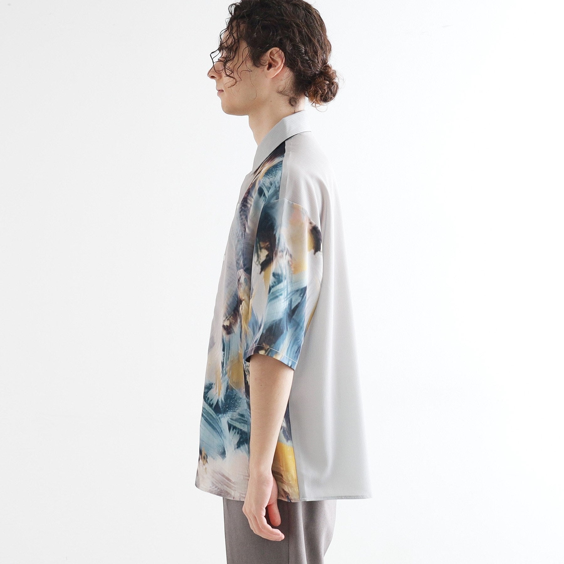 ティーケー タケオ キクチ tk.TAKEO KIKUCHI ブラー楊柳ハーフプリントシャツ （ライトグレー(011)） ライトグレー(011)