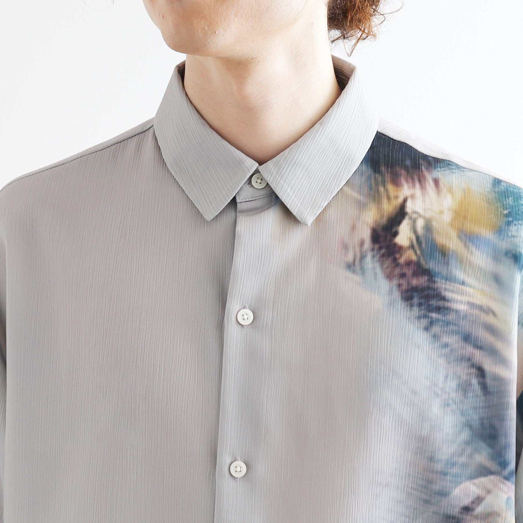 ティーケー タケオ キクチ tk.TAKEO KIKUCHI ブラー楊柳ハーフプリントシャツ （ライトグレー(011)） ライトグレー(011)