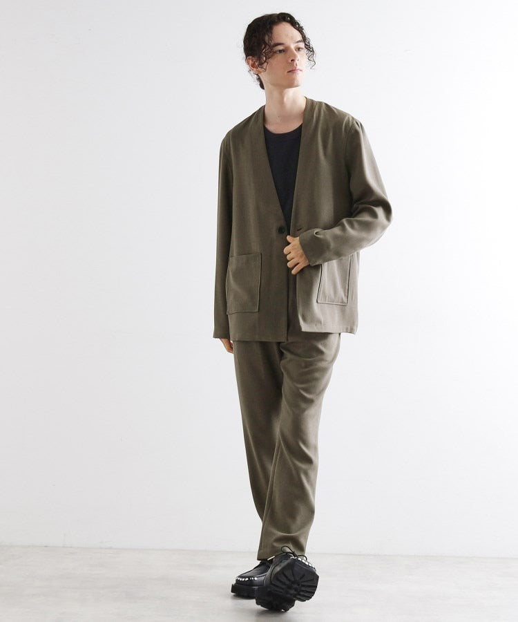 ティーケー タケオ キクチ tk.TAKEO KIKUCHI 【セットアップ対応】ポリツイルノーカラージャケット （ブルーグリーン(097)） ブルーグリーン(097)