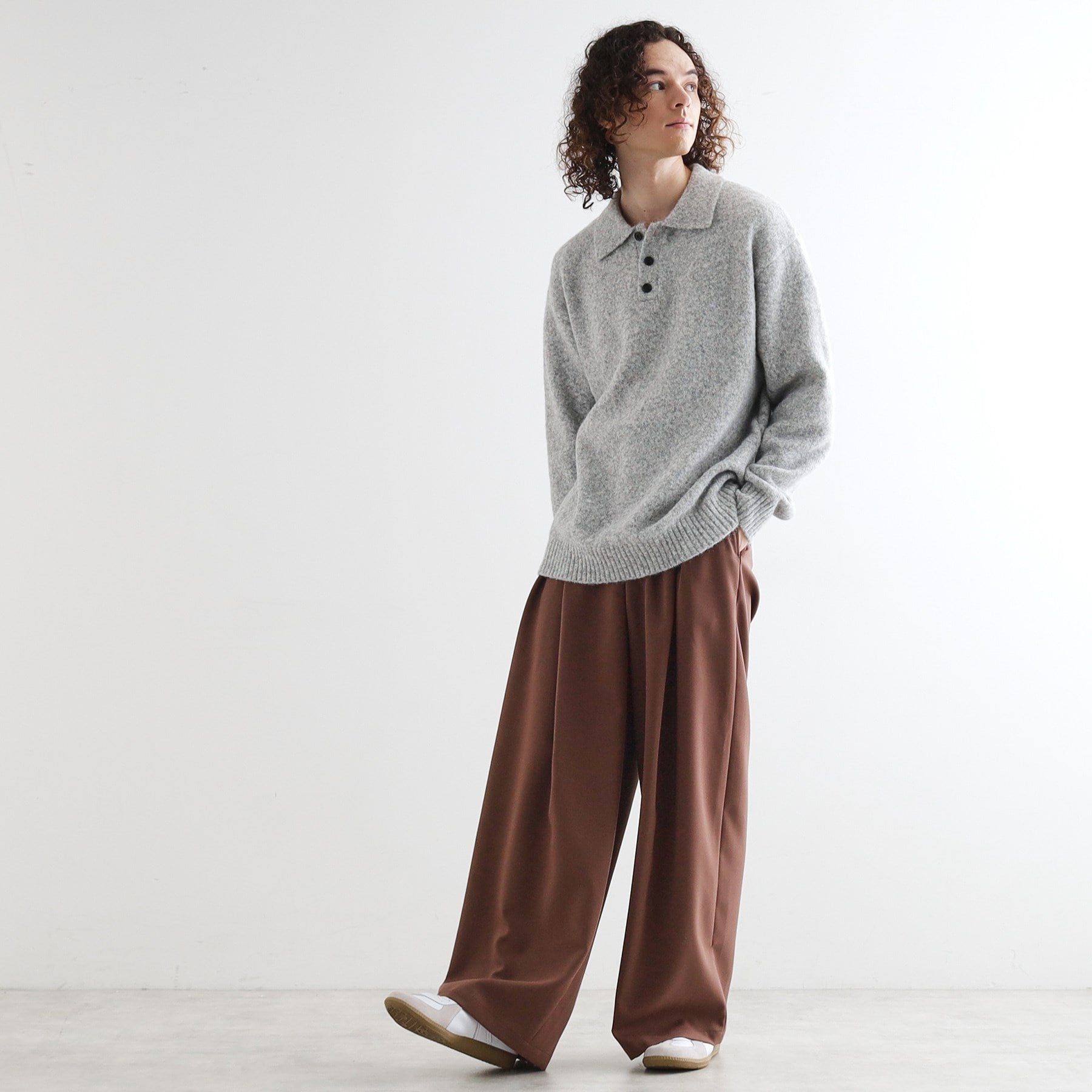 ティーケー タケオ キクチ tk.TAKEO KIKUCHI カーブスイッチニットポロシャツ （ライトグレー(011)） ライトグレー(011)