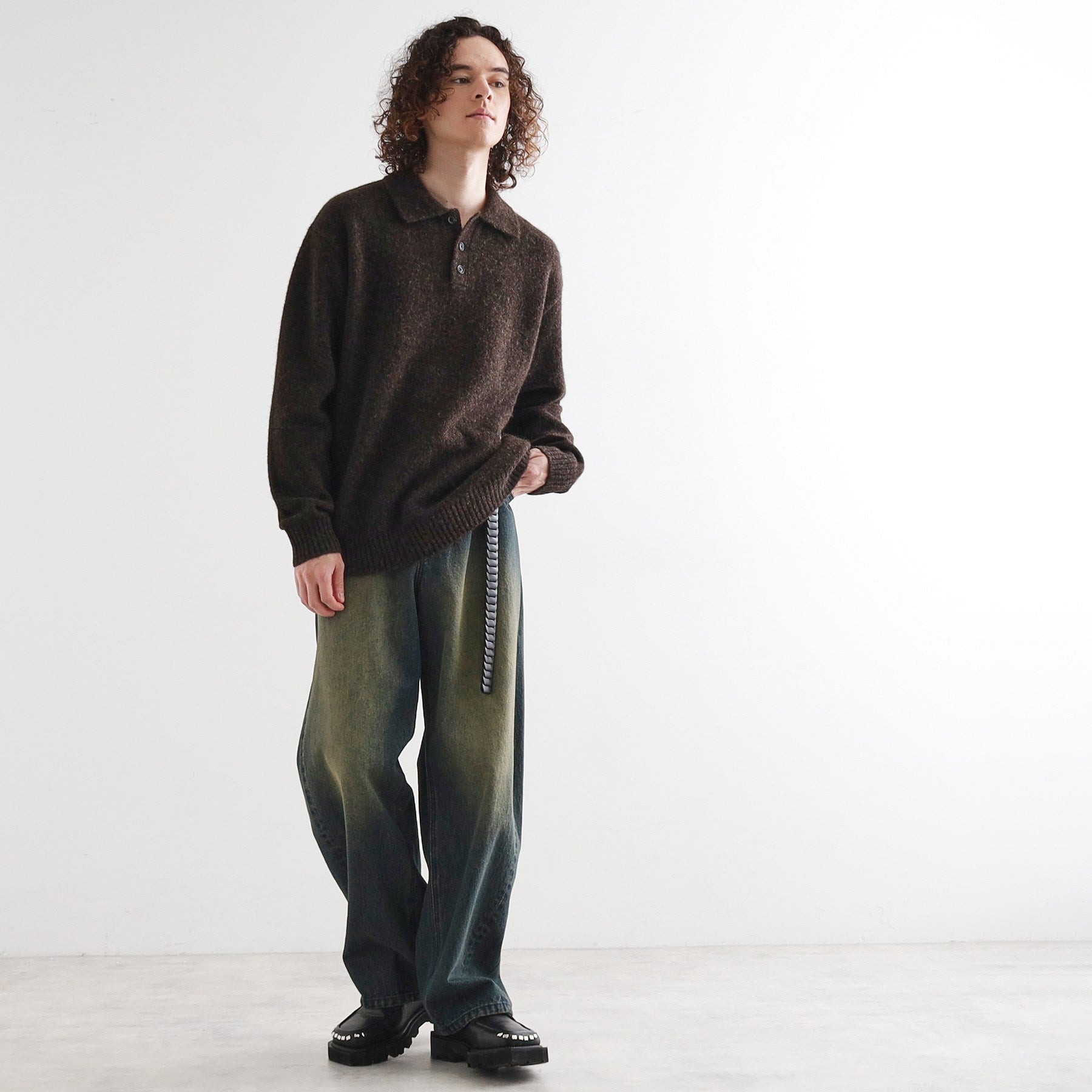 ティーケー タケオ キクチ tk.TAKEO KIKUCHI カーブスイッチニットポロシャツ （ライトグレー(011)） ライトグレー(011)