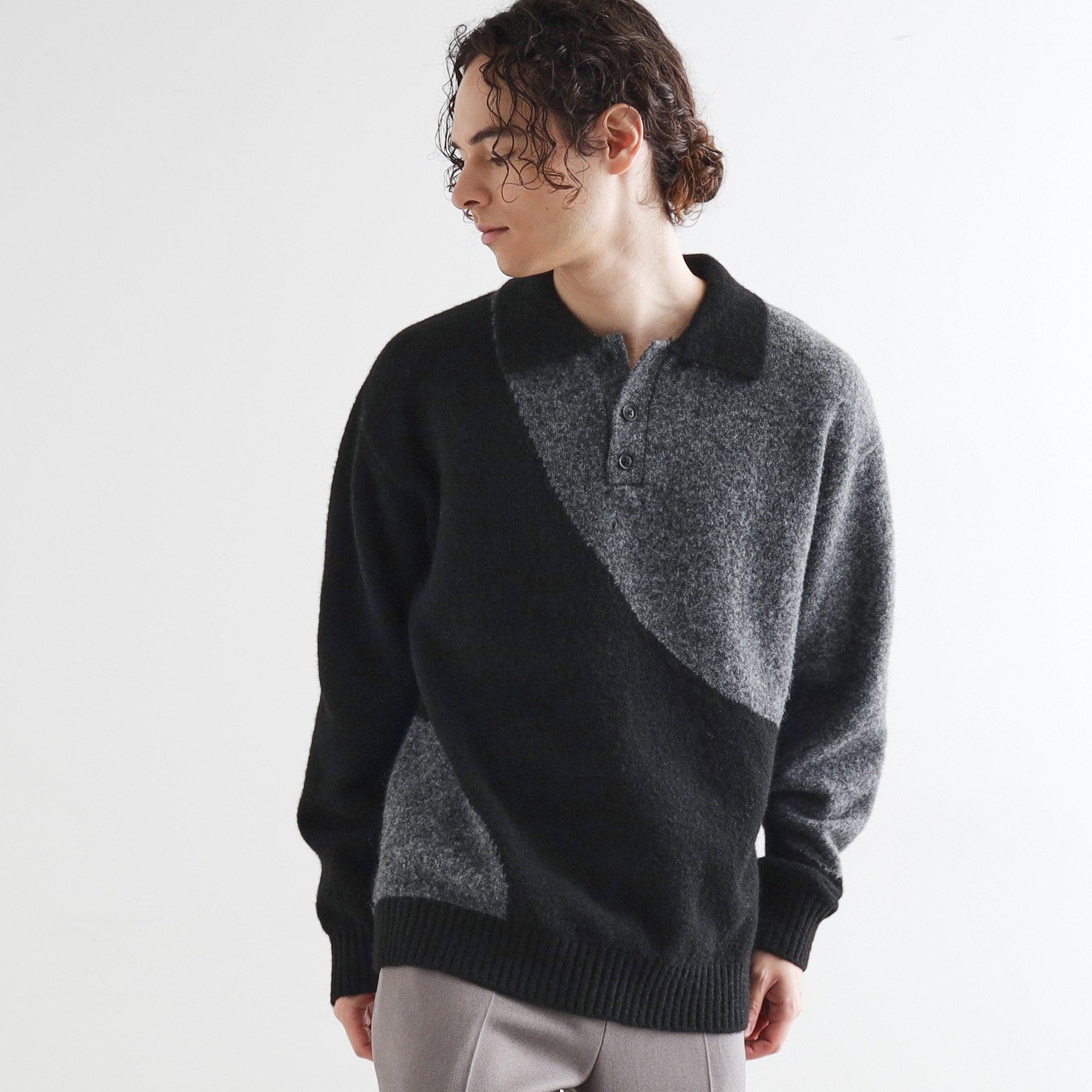 ティーケー タケオ キクチ tk.TAKEO KIKUCHI カーブスイッチニットポロシャツ （ライトグレー(011)） ライトグレー(011)