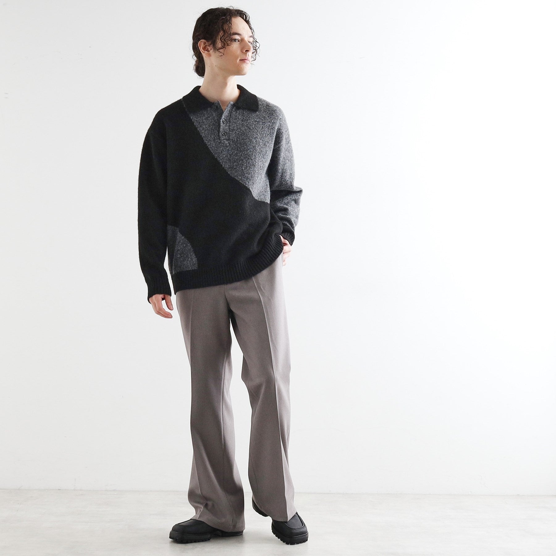 ティーケー タケオ キクチ tk.TAKEO KIKUCHI カーブスイッチニットポロシャツ （ライトグレー(011)） ライトグレー(011)