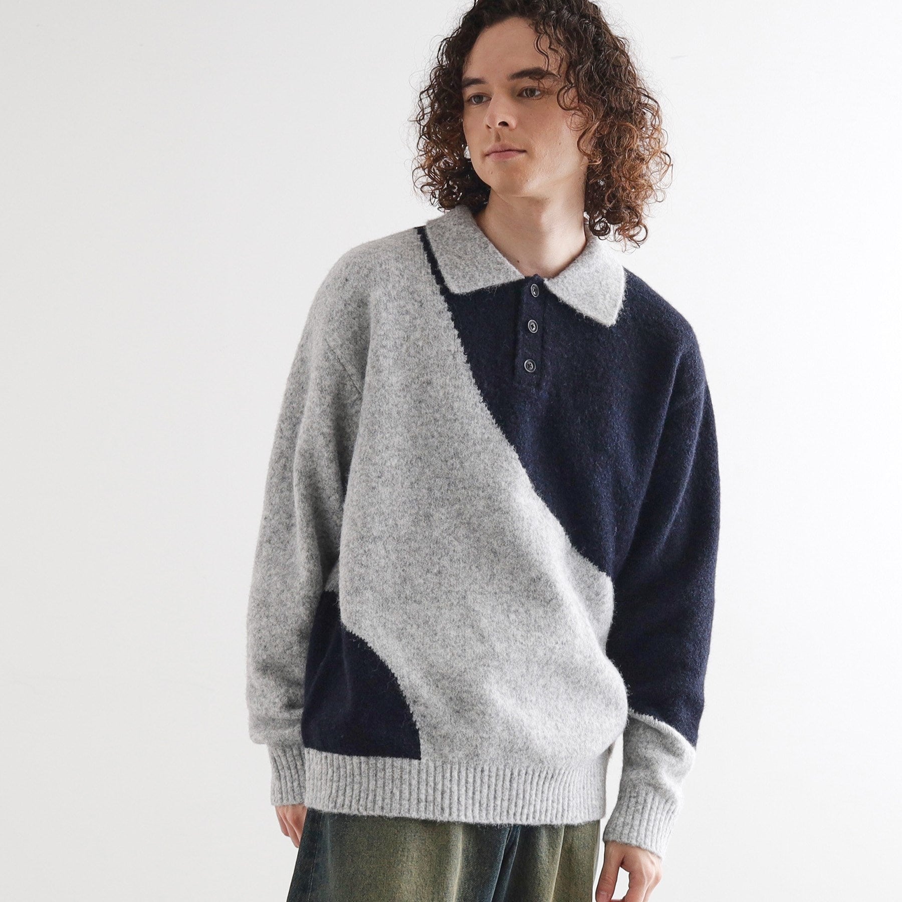 ティーケー タケオ キクチ tk.TAKEO KIKUCHI カーブスイッチニットポロシャツ （ライトグレー(111)） ライトグレー(111)