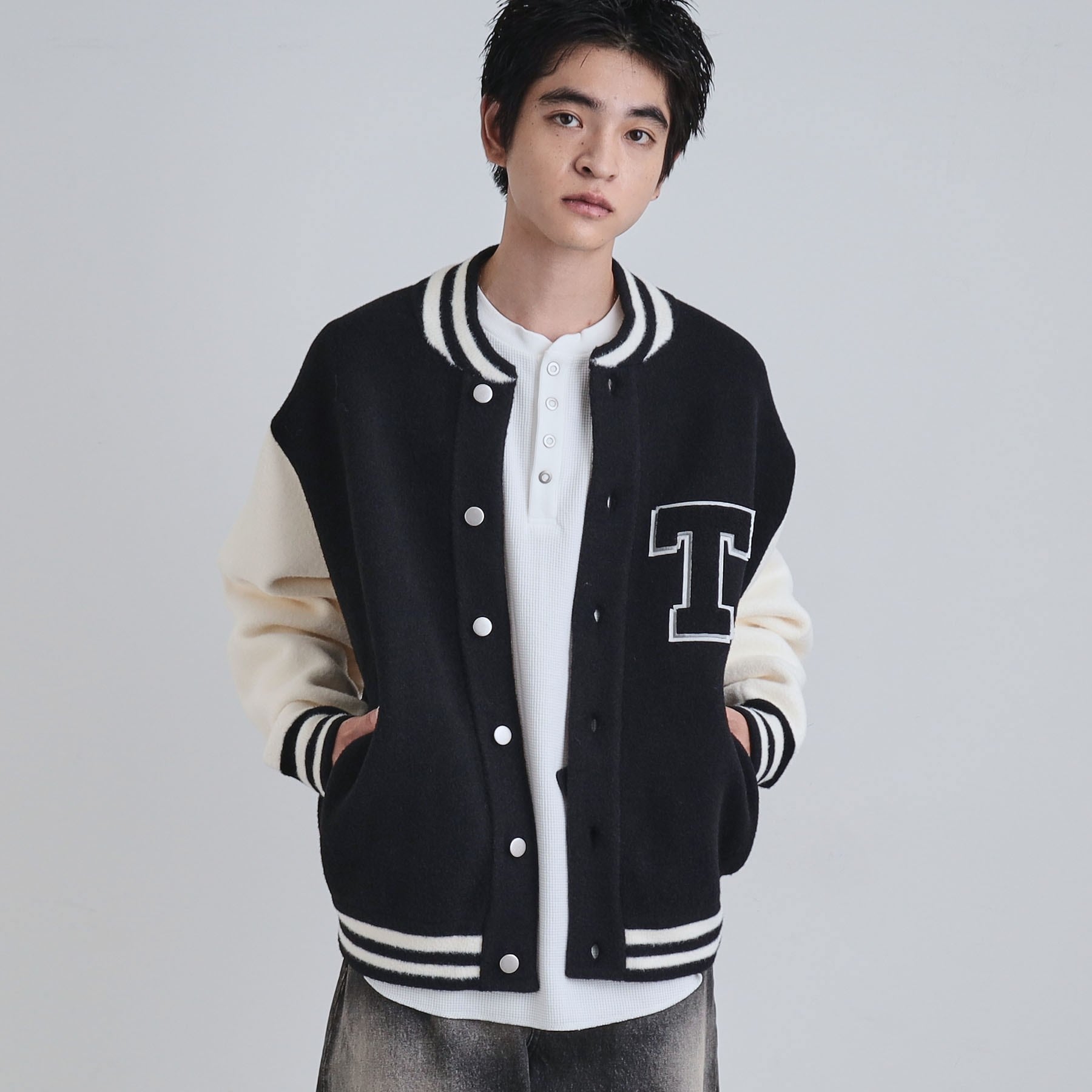 ティーケー タケオ キクチ tk.TAKEO KIKUCHI ニットスタジャン （ブラック(519)） ブラック(519)