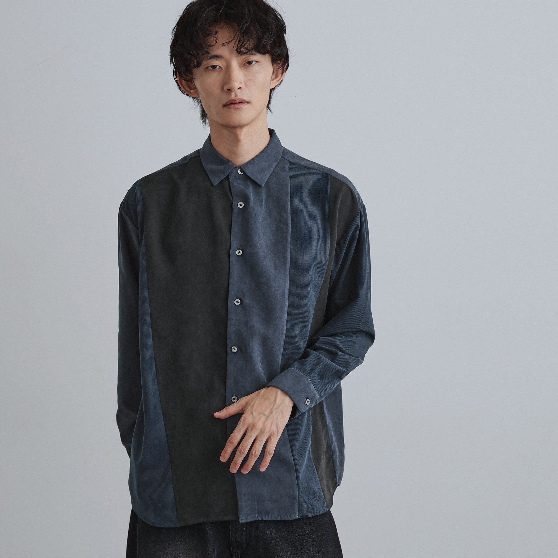 ティーケー タケオ キクチ tk.TAKEO KIKUCHI コーデュロイ＆スエード切替シャツ （ネイビー(094)） ネイビー(094)