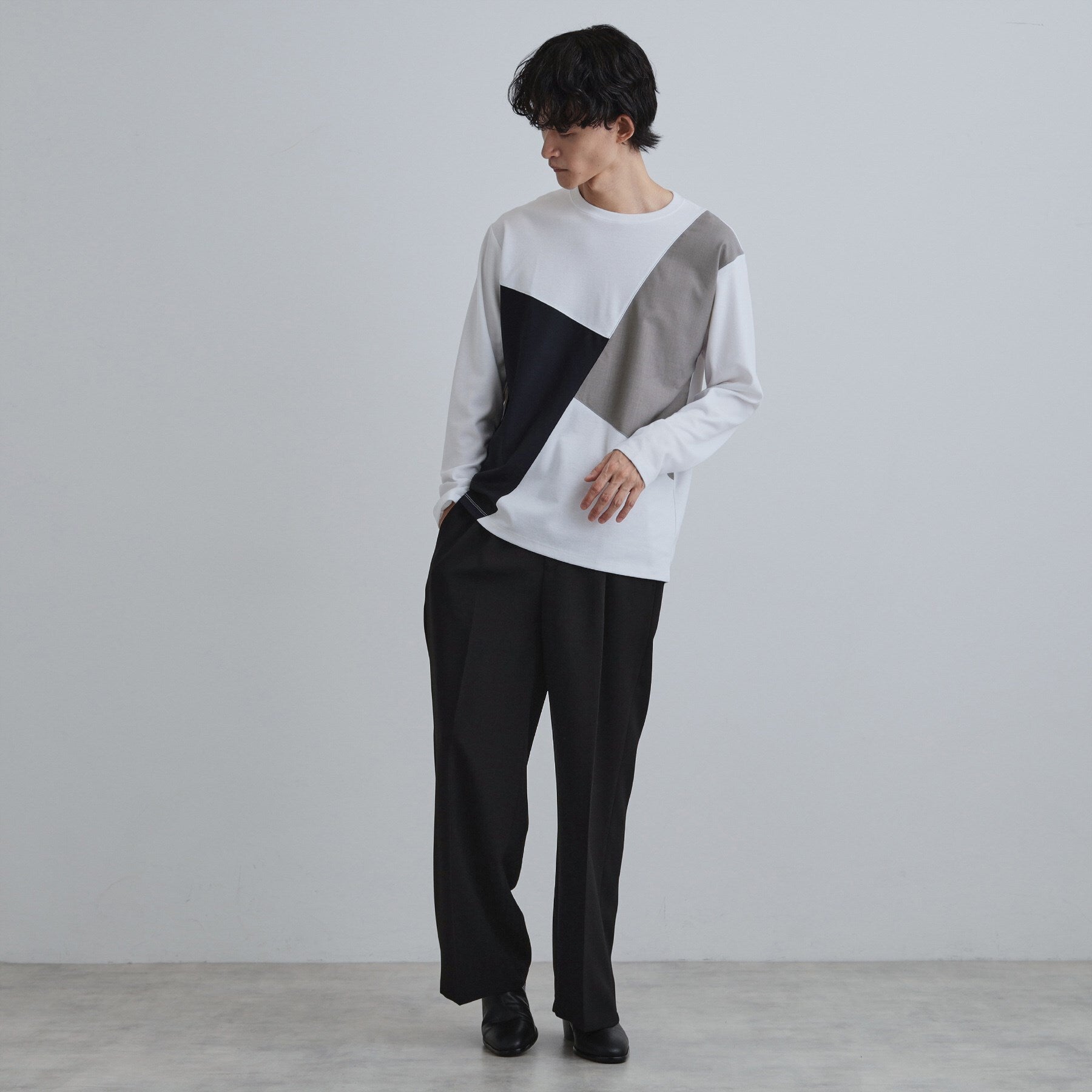 ティーケー タケオ キクチ tk.TAKEO KIKUCHI ブロックシャドー切替カットソー （ブラック(019)） ブラック(019)