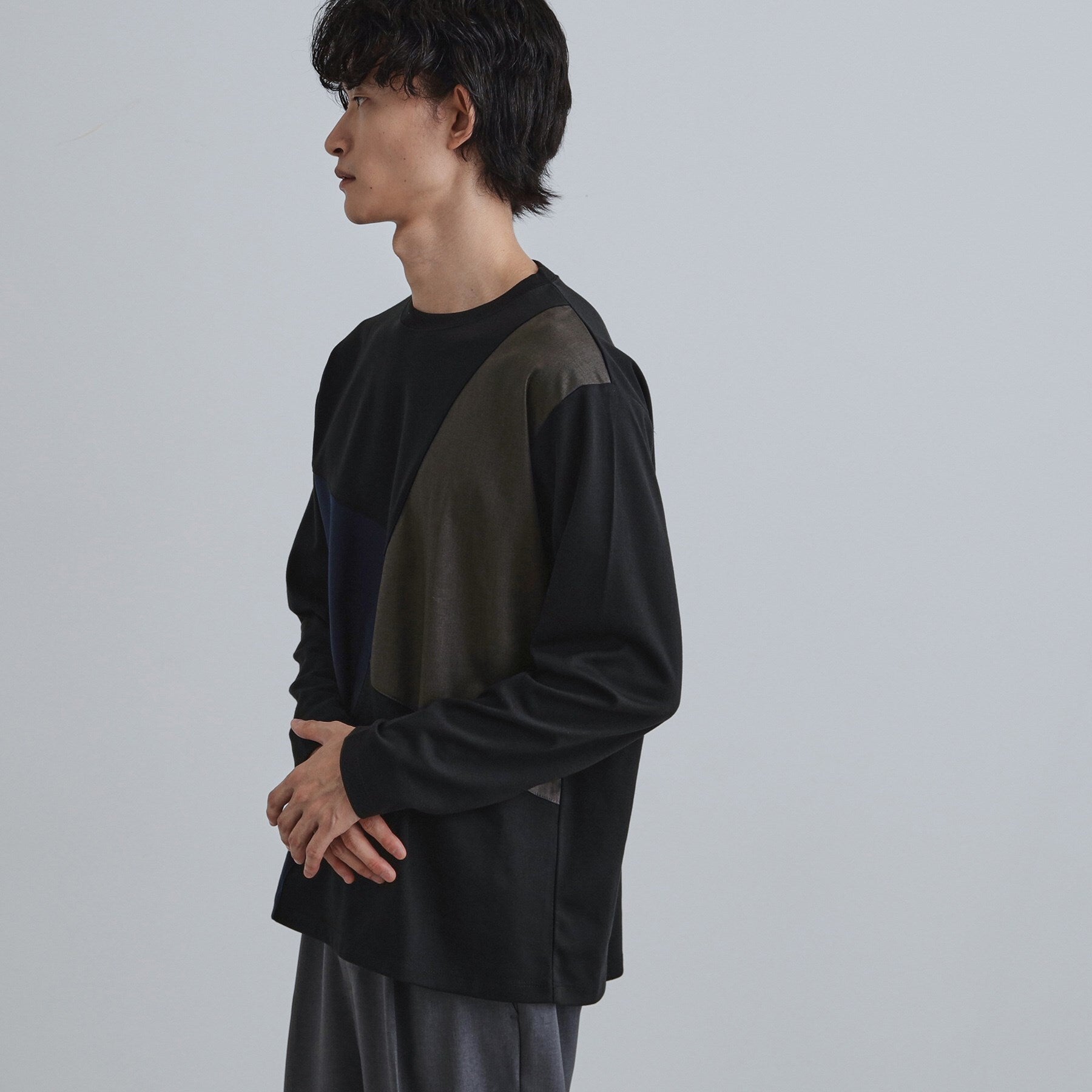 ティーケー タケオ キクチ tk.TAKEO KIKUCHI ブロックシャドー切替カットソー （ブラック(019)） ブラック(019)