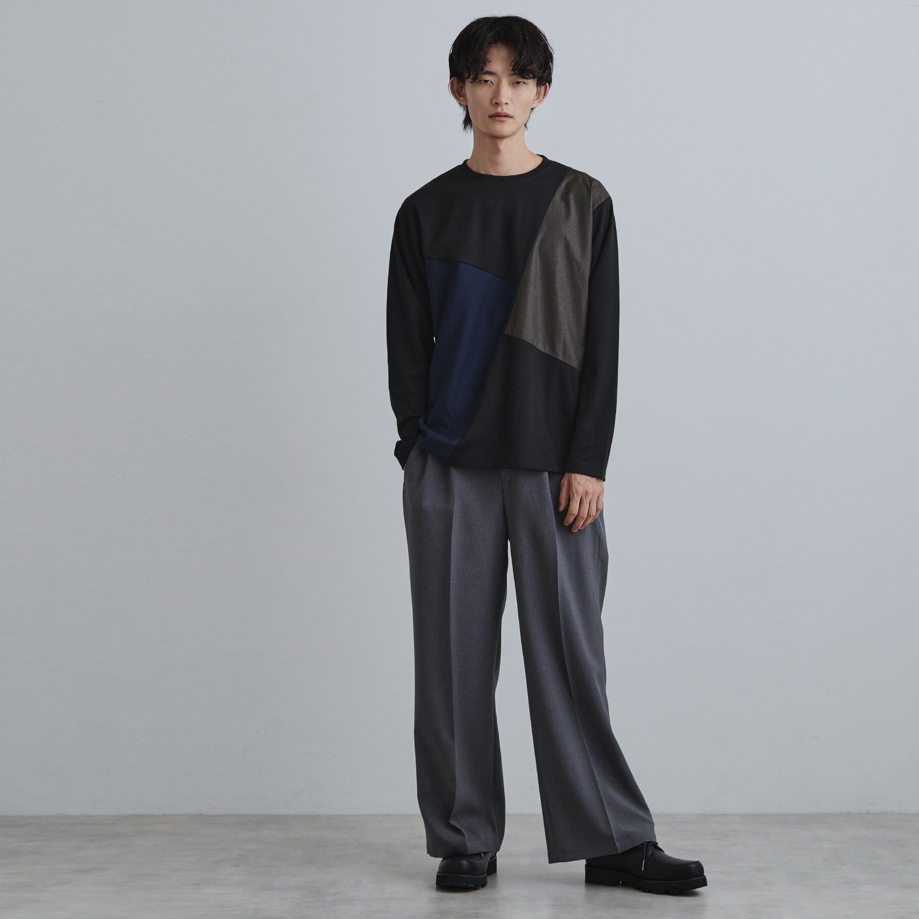 ティーケー タケオ キクチ tk.TAKEO KIKUCHI ブロックシャドー切替カットソー （ブラック(019)） ブラック(019)