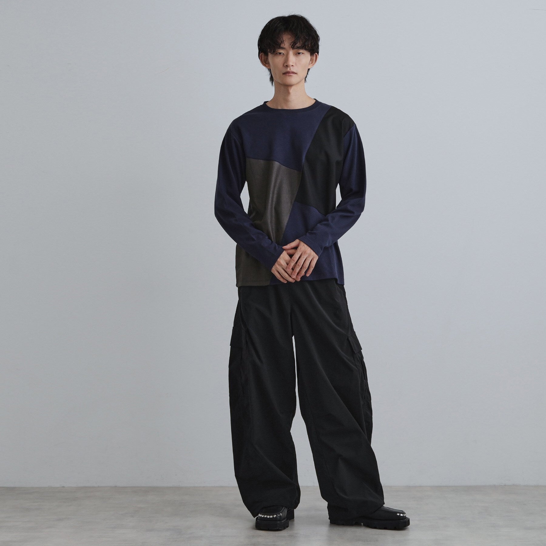 ティーケー タケオ キクチ tk.TAKEO KIKUCHI ブロックシャドー切替カットソー （ブラック(019)） ブラック(019)