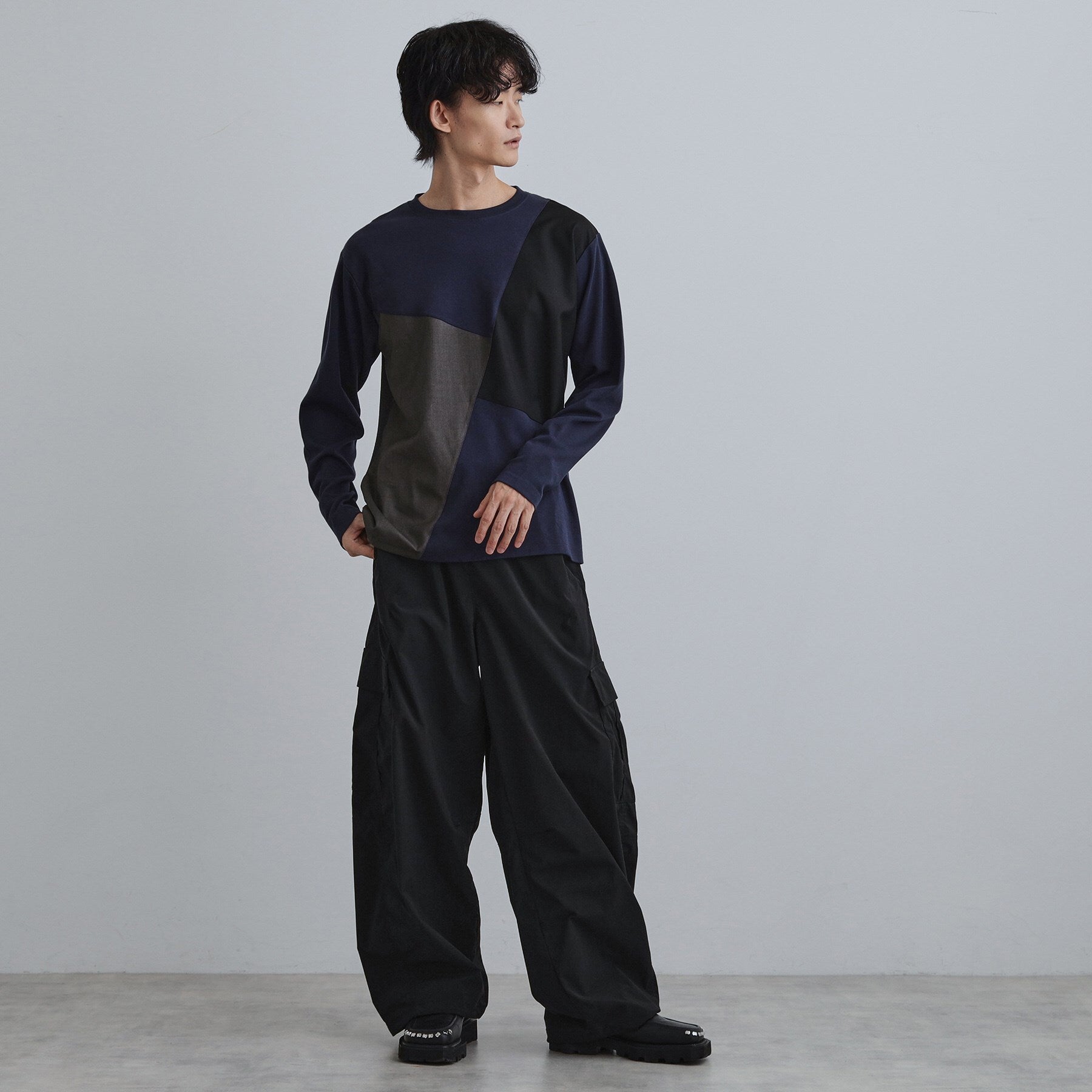 ティーケー タケオ キクチ tk.TAKEO KIKUCHI ブロックシャドー切替カットソー （ブラック(019)） ブラック(019)