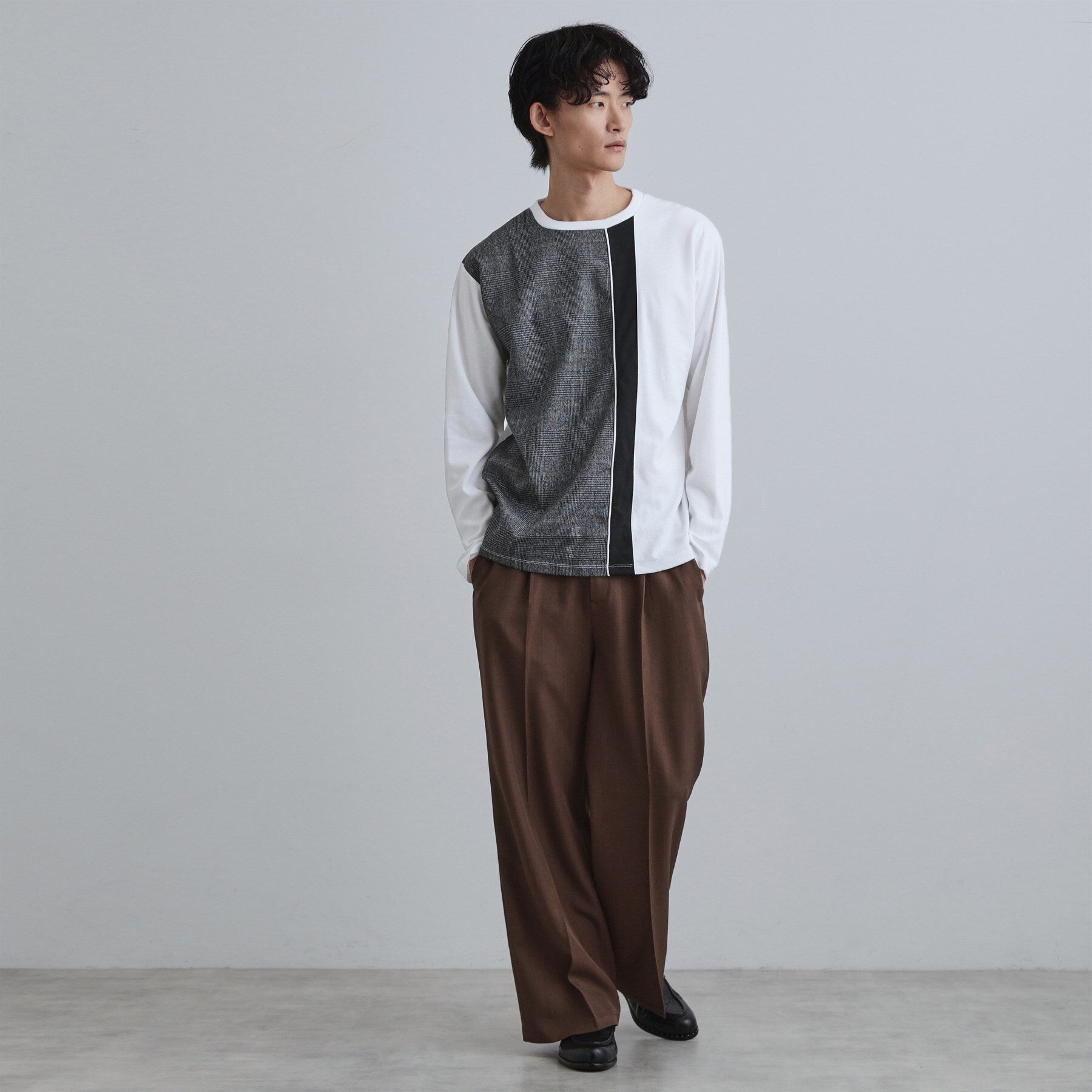 ティーケー タケオ キクチ tk.TAKEO KIKUCHI 切替グレンチェックカットソー （ネイビー(094)） ネイビー(094)