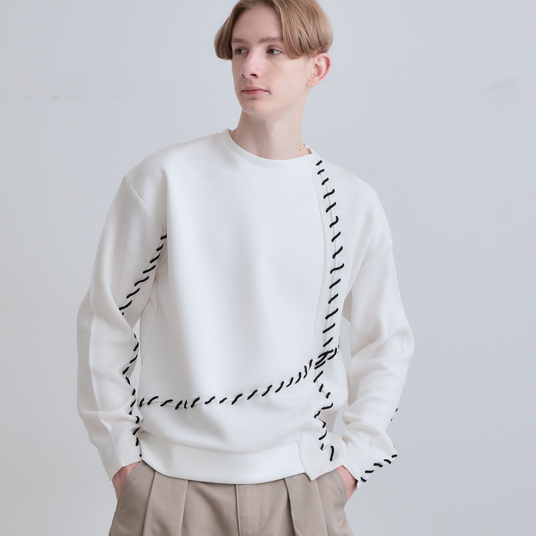 ティーケー タケオ キクチ tk.TAKEO KIKUCHI コードステッチダンボールカットソー （ホワイト(001)） ホワイト(001)