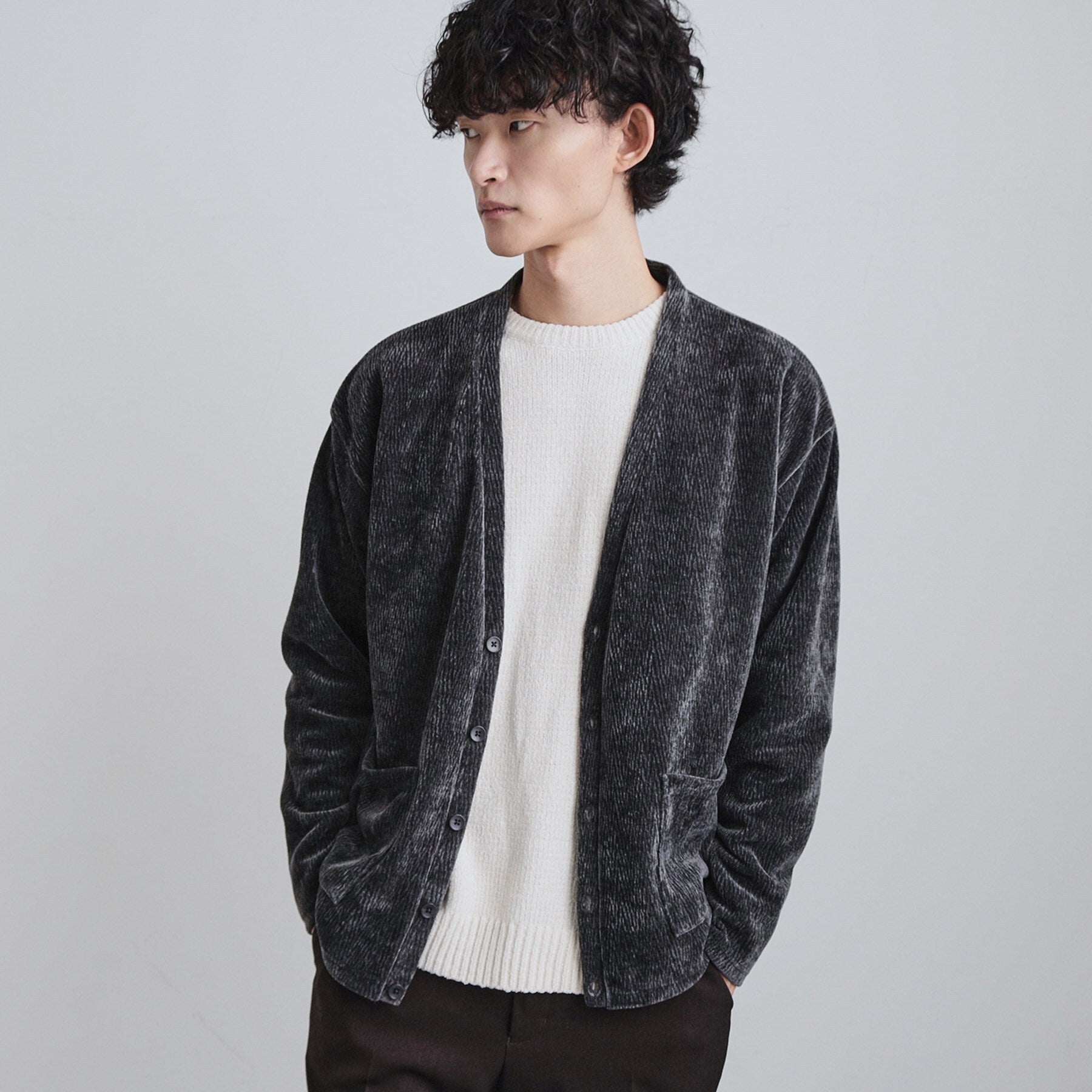 ティーケー タケオ キクチ tk.TAKEO KIKUCHI モールニットソーVカーディガン （チャコールグレー(014)） チャコールグレー(014)