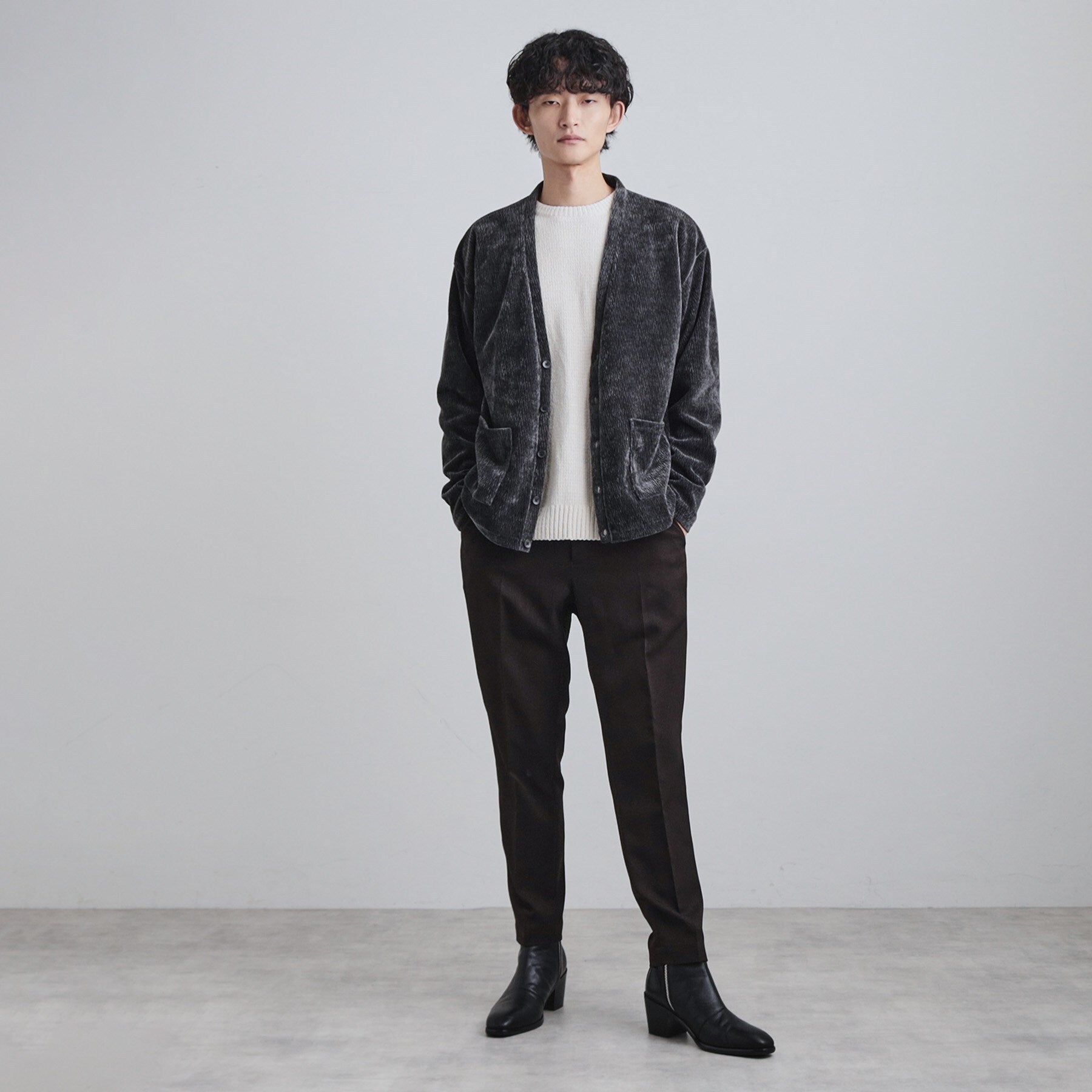 ティーケー タケオ キクチ tk.TAKEO KIKUCHI モールニットソーVカーディガン （チャコールグレー(014)） チャコールグレー(014)