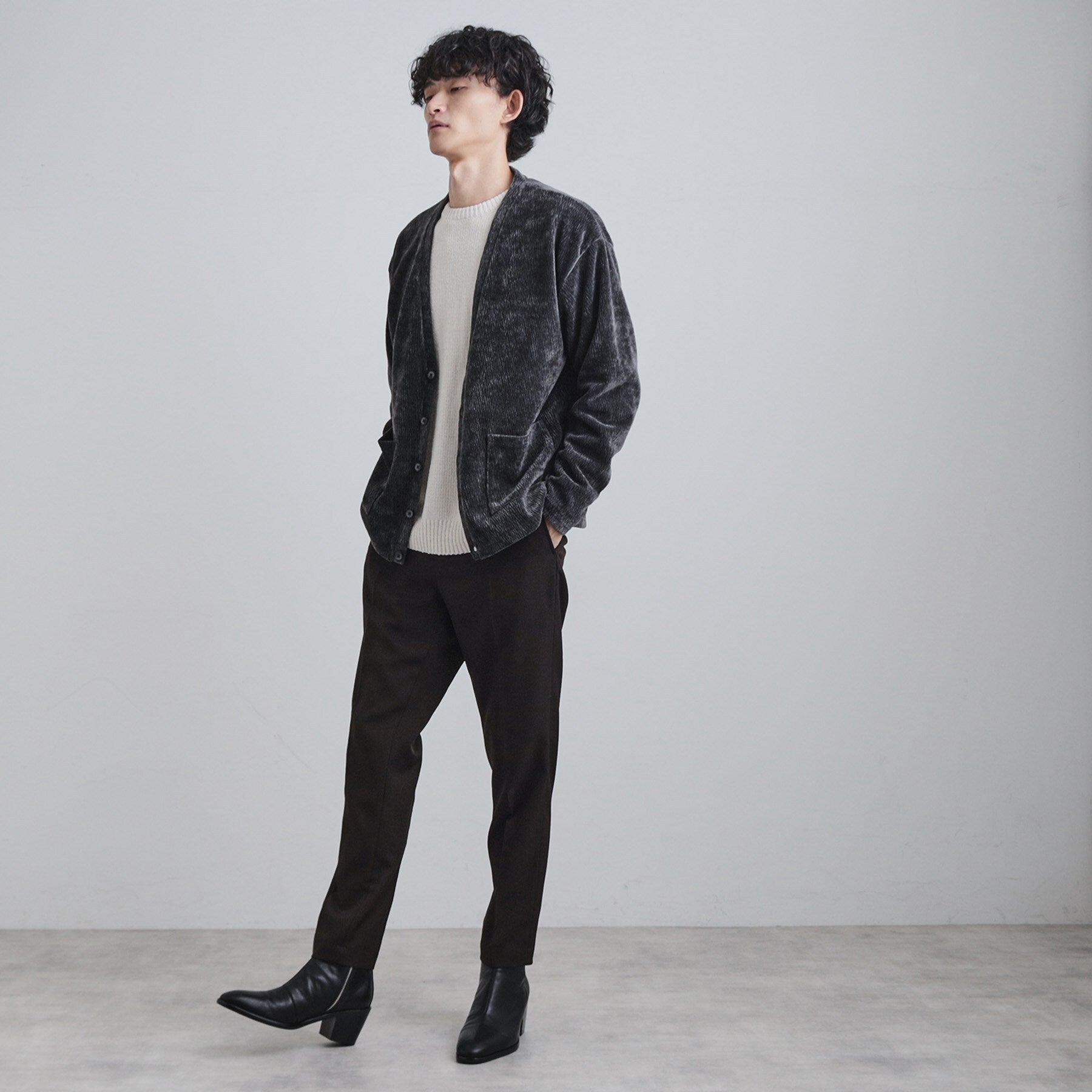 ティーケー タケオ キクチ tk.TAKEO KIKUCHI モールニットソーVカーディガン （チャコールグレー(014)） チャコールグレー(014)