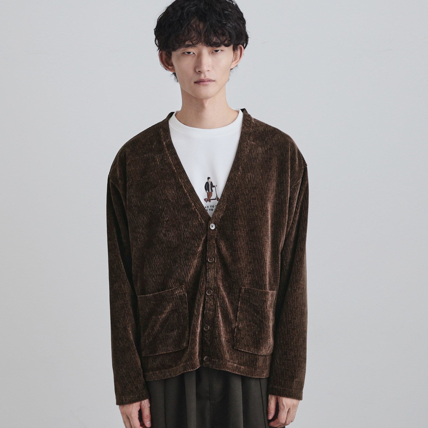 ティーケー タケオ キクチ tk.TAKEO KIKUCHI モールニットソーVカーディガン （チャコールグレー(014)） チャコールグレー(014)