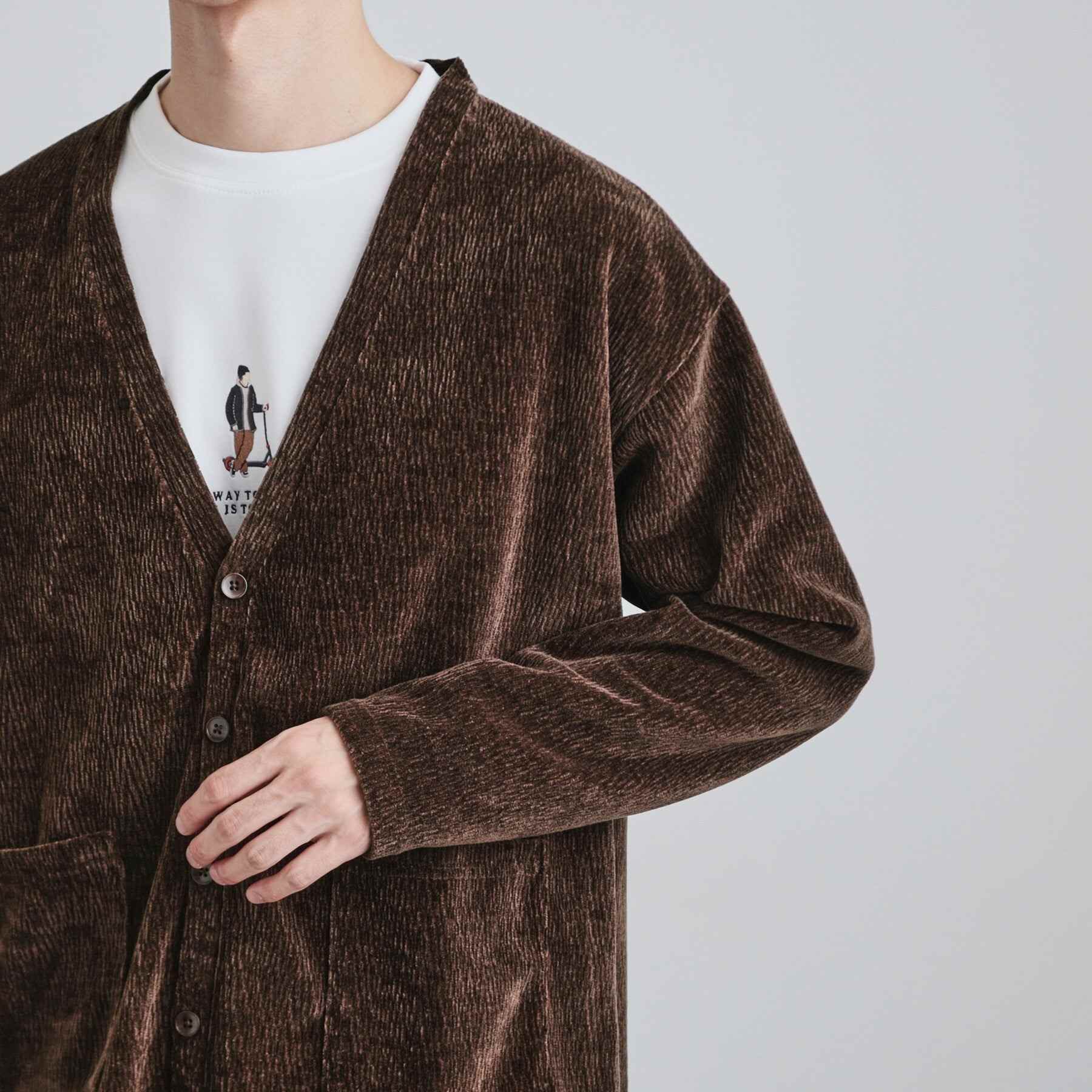 ティーケー タケオ キクチ tk.TAKEO KIKUCHI モールニットソーVカーディガン （チャコールグレー(014)） チャコールグレー(014)