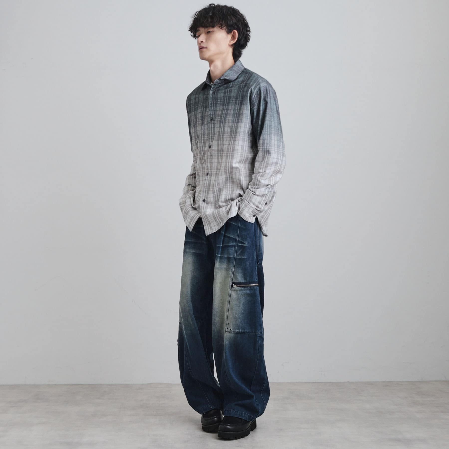 ティーケー タケオ キクチ tk.TAKEO KIKUCHI グラデーションプリントネルシャツ （ネイビー(294)） ネイビー(294)