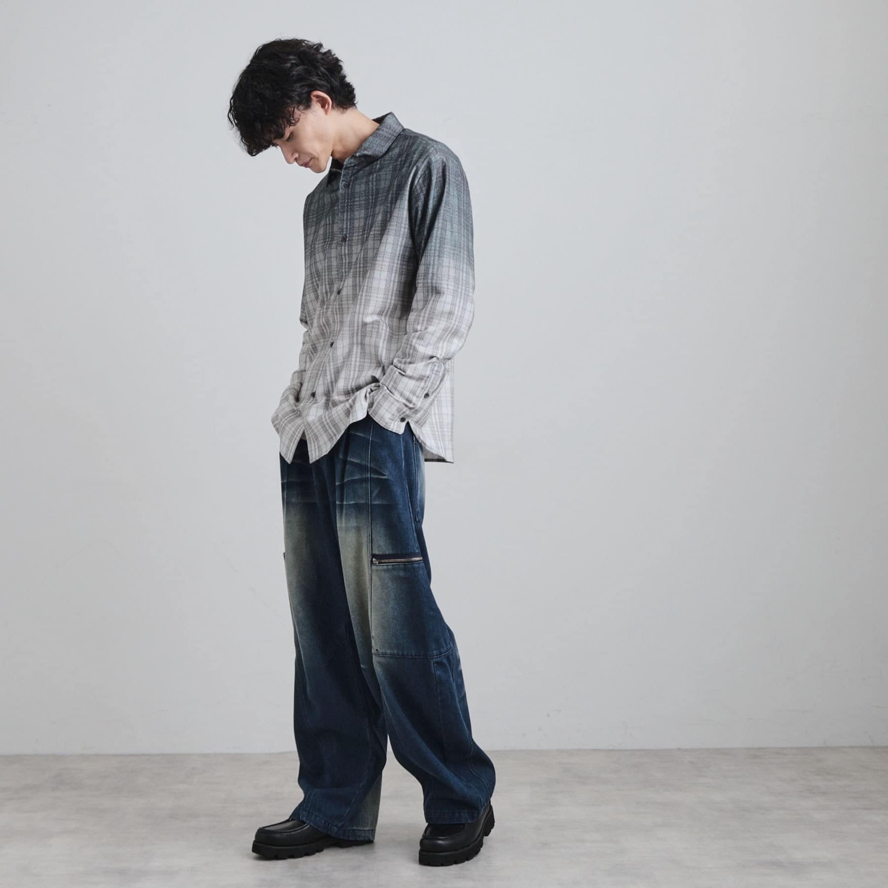 ティーケー タケオ キクチ tk.TAKEO KIKUCHI グラデーションプリントネルシャツ （ネイビー(294)） ネイビー(294)