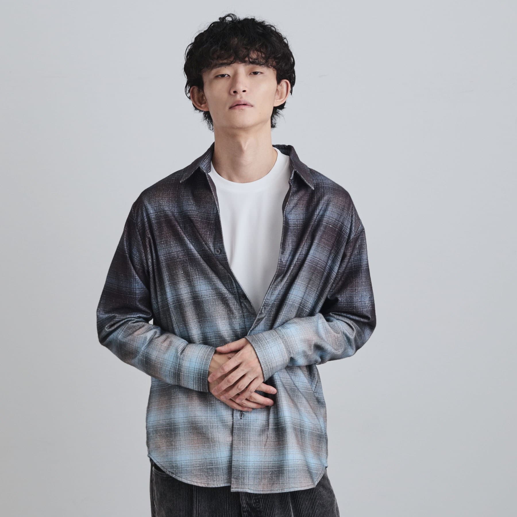 ティーケー タケオ キクチ tk.TAKEO KIKUCHI グラデーションプリントネルシャツ （ネイビー(294)） ネイビー(294)