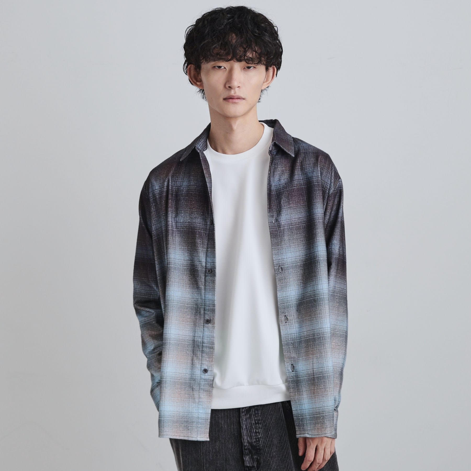 ティーケー タケオ キクチ tk.TAKEO KIKUCHI グラデーションプリントネルシャツ （ネイビー(294)） ネイビー(294)