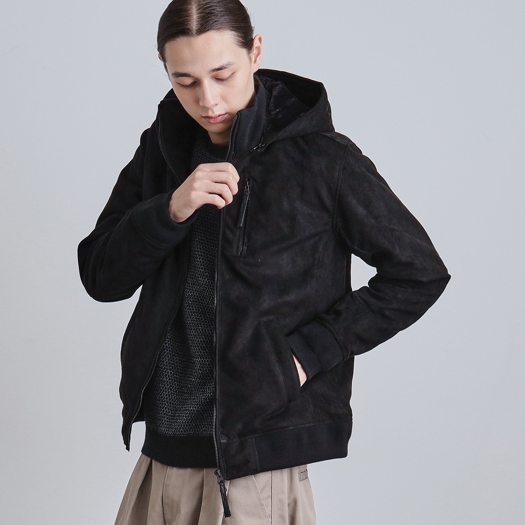 ティーケー タケオ キクチ tk.TAKEO KIKUCHI 中綿スエードキルトフードブルゾン （ブラック(019)） ブラック(019)