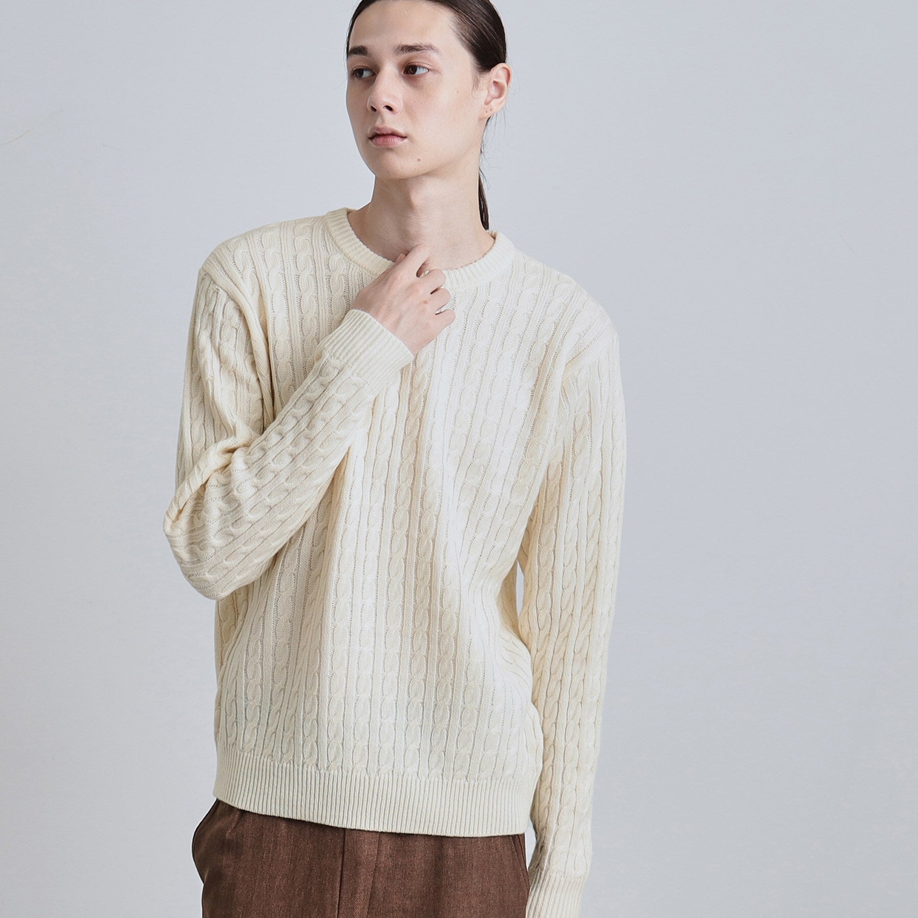 ティーケー タケオ キクチ tk.TAKEO KIKUCHI ケーブルクルーネックニット （オフホワイト(003)） オフホワイト(003)