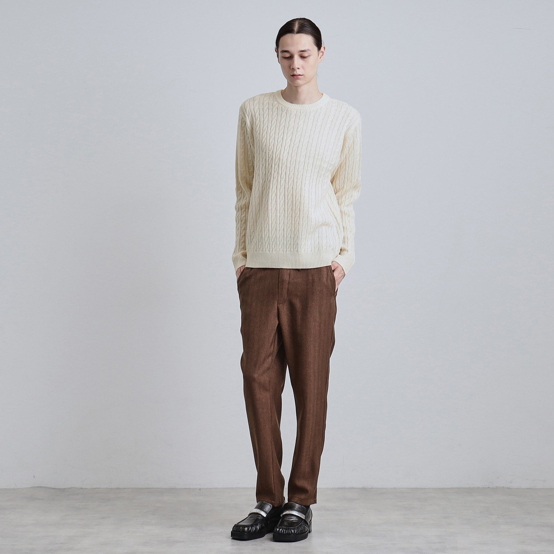 ティーケー タケオ キクチ tk.TAKEO KIKUCHI ケーブルクルーネックニット （オフホワイト(003)） オフホワイト(003)