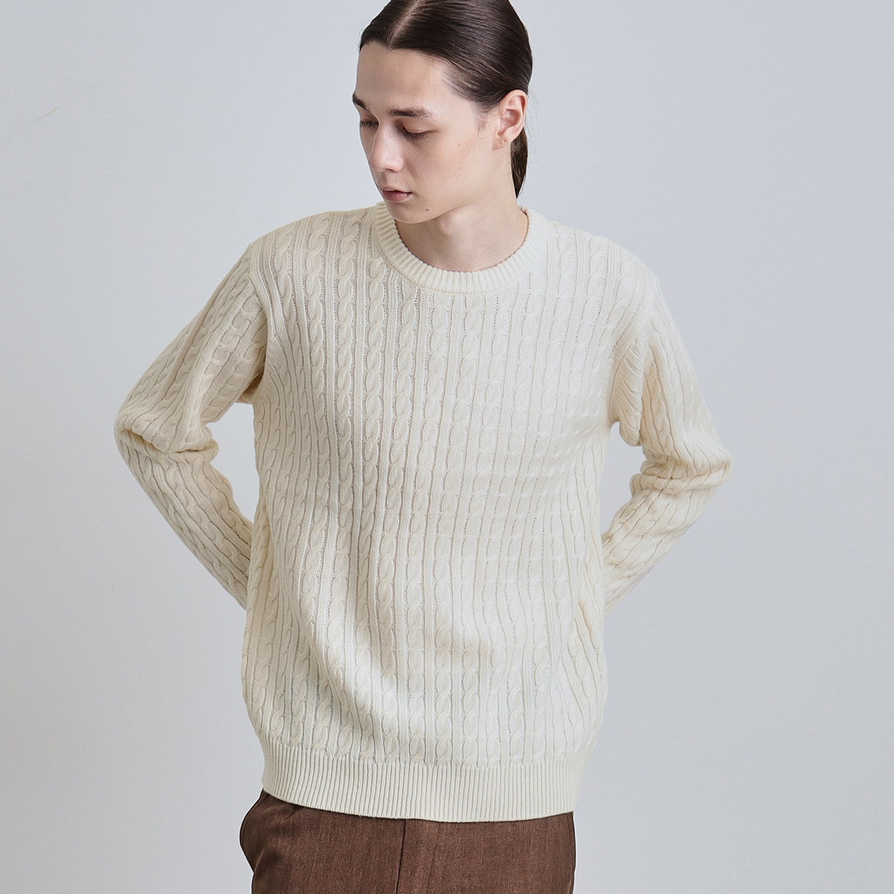 ティーケー タケオ キクチ tk.TAKEO KIKUCHI ケーブルクルーネックニット （オフホワイト(003)） オフホワイト(003)