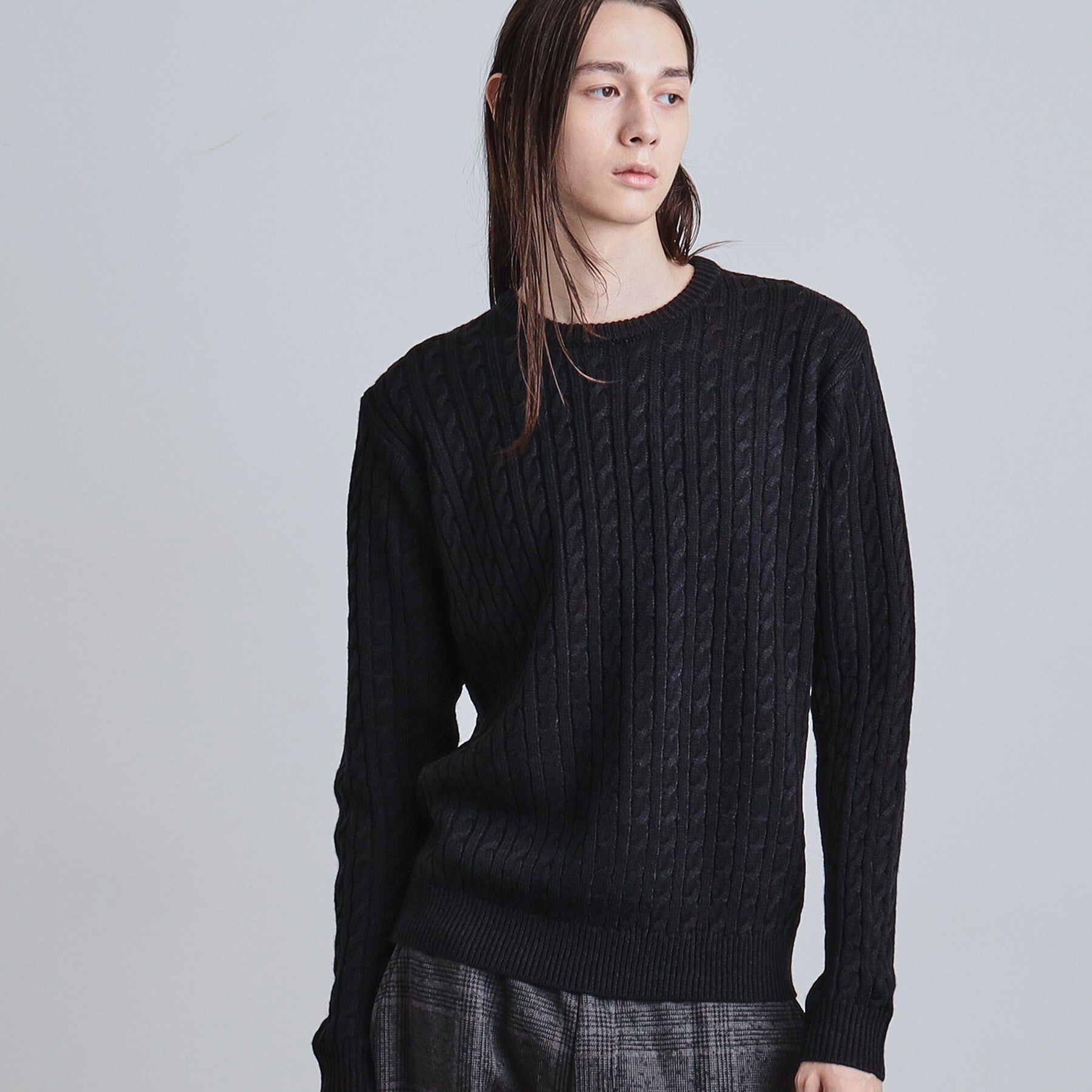 ティーケー タケオ キクチ tk.TAKEO KIKUCHI ケーブルクルーネックニット （ブラック(019)） ブラック(019)