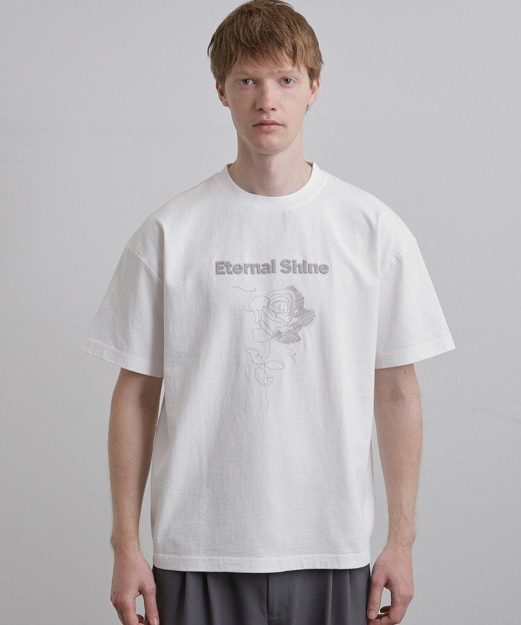 ティーケー タケオ キクチ tk.TAKEO KIKUCHI ロゴフラワー刺繍Tシャツ （ホワイト(001)） ホワイト(001)