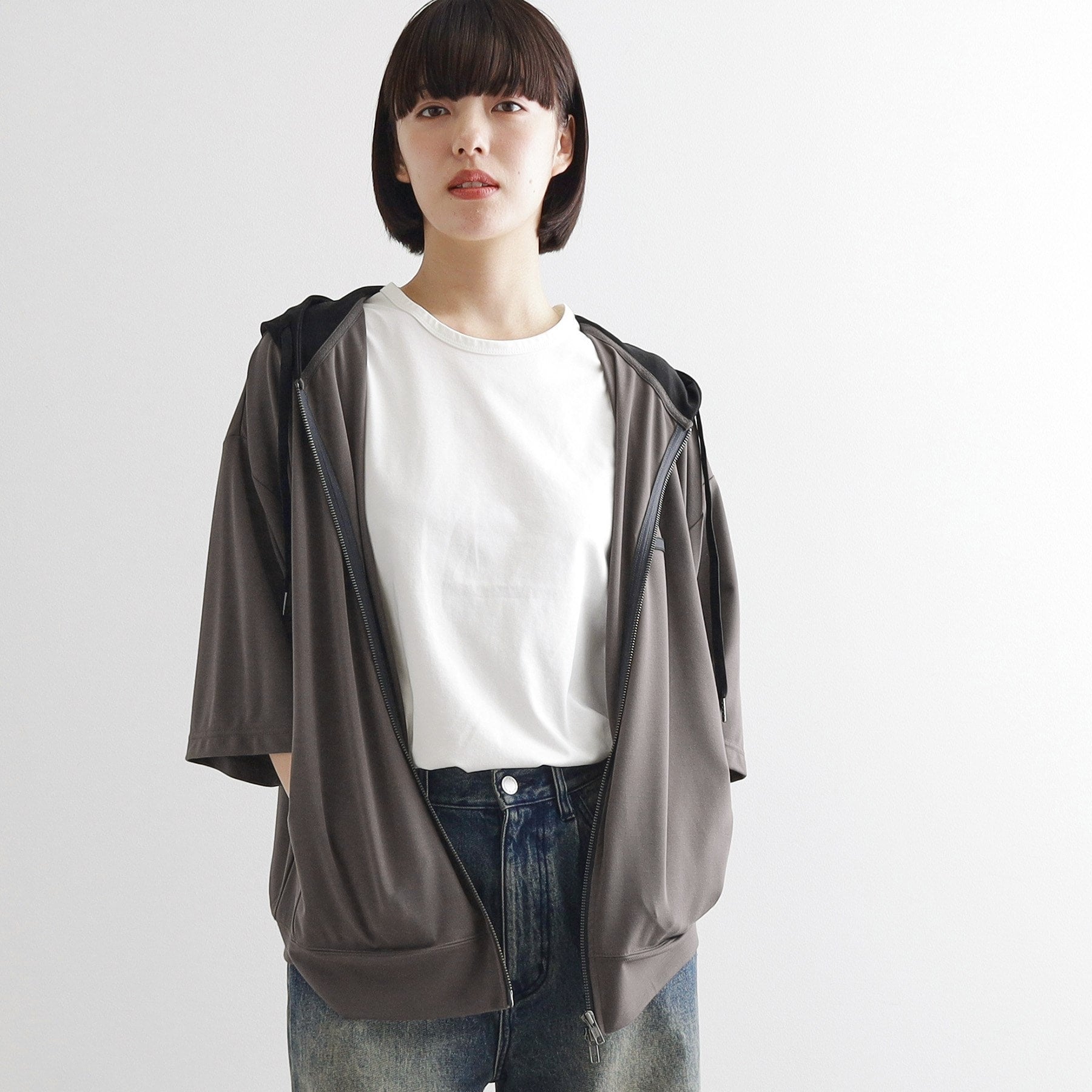 ティーケー タケオ キクチ tk.TAKEO KIKUCHI オーバージップパーカー （チャコールグレー(514)） チャコールグレー(514)